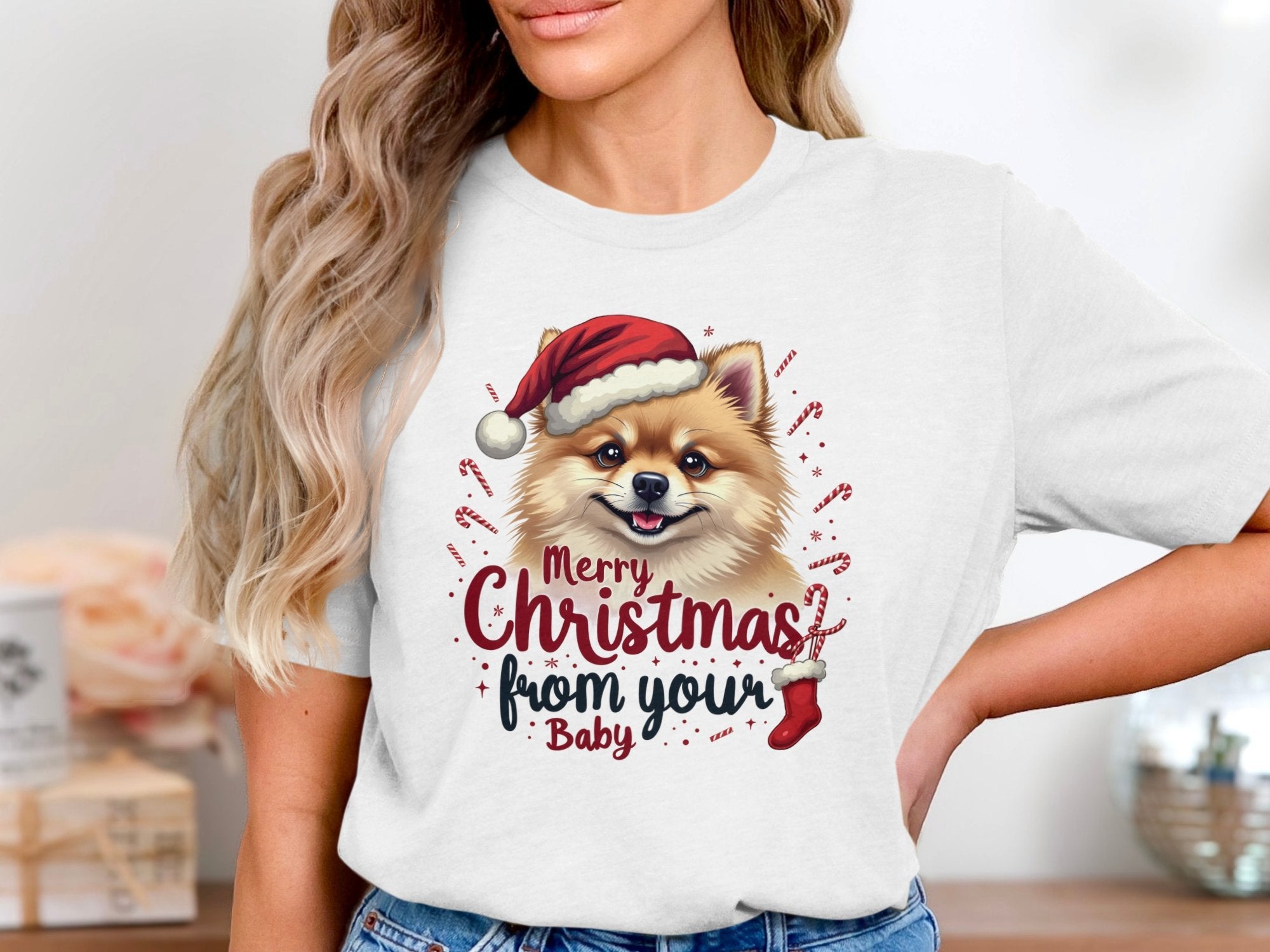 Merry Christmas Pomeranian Dog T Shirt Cute Puppy Tee Holiday Shirt Pomeranian Lover Gift Festive Christmas Pomeranian Top - Craig Michael Design