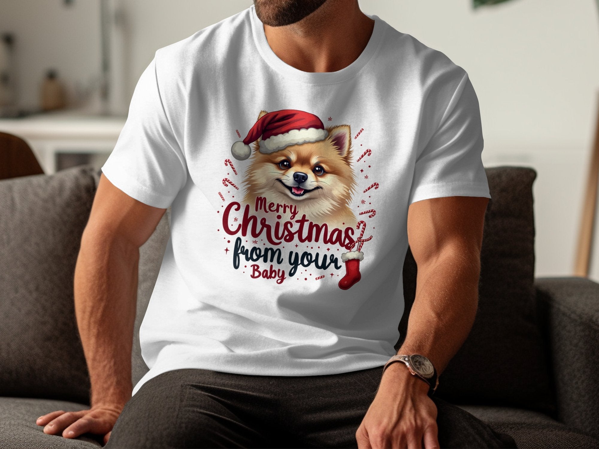 Merry Christmas Pomeranian Dog T Shirt Cute Puppy Tee Holiday Shirt Pomeranian Lover Gift Festive Christmas Pomeranian Top - Craig Michael Design