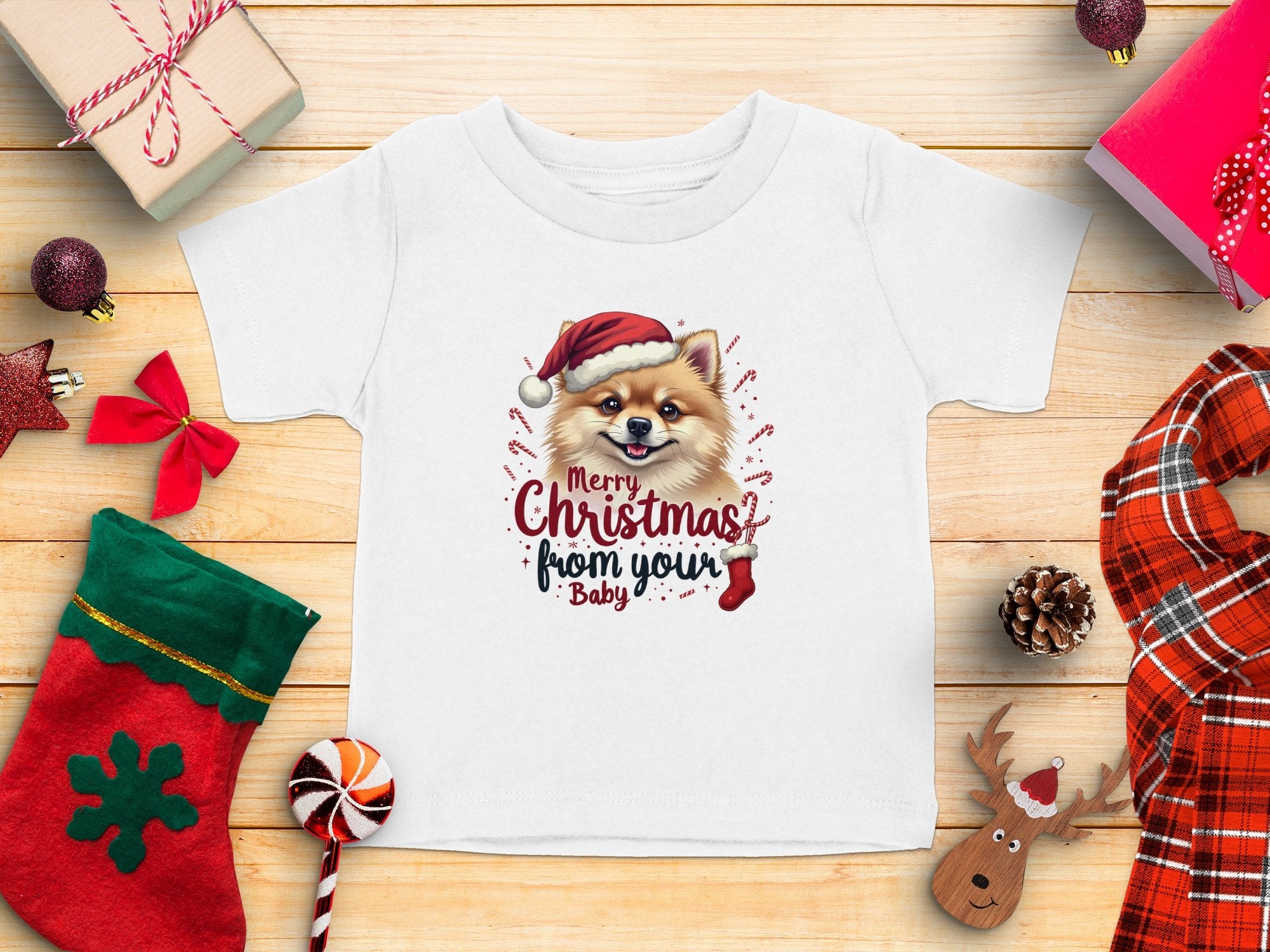 Merry Christmas Pomeranian Dog T Shirt Cute Puppy Tee Holiday Shirt Pomeranian Lover Gift Festive Christmas Pomeranian Top - Craig Michael Design