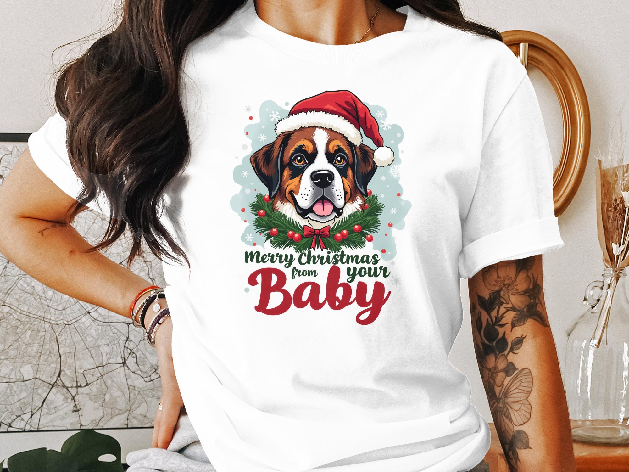 Merry Christmas Saint Bernard Dog T-Shirt Cute Santa Dog Holiday Graphic Tee Christmas Gift for Dog Lovers XMAS Shirt - Craig Michael Design