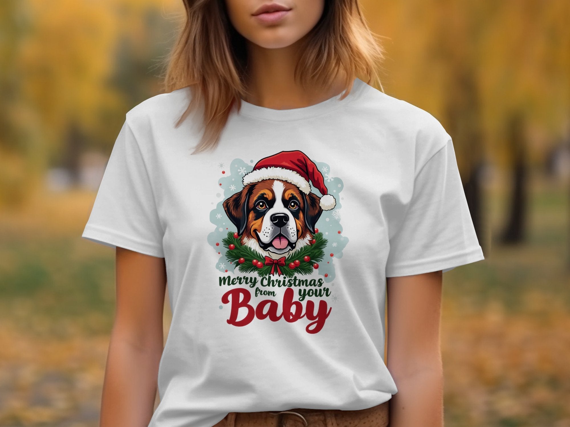 Merry Christmas Saint Bernard Dog T-Shirt Cute Santa Dog Holiday Graphic Tee Christmas Gift for Dog Lovers XMAS Shirt - Craig Michael Design