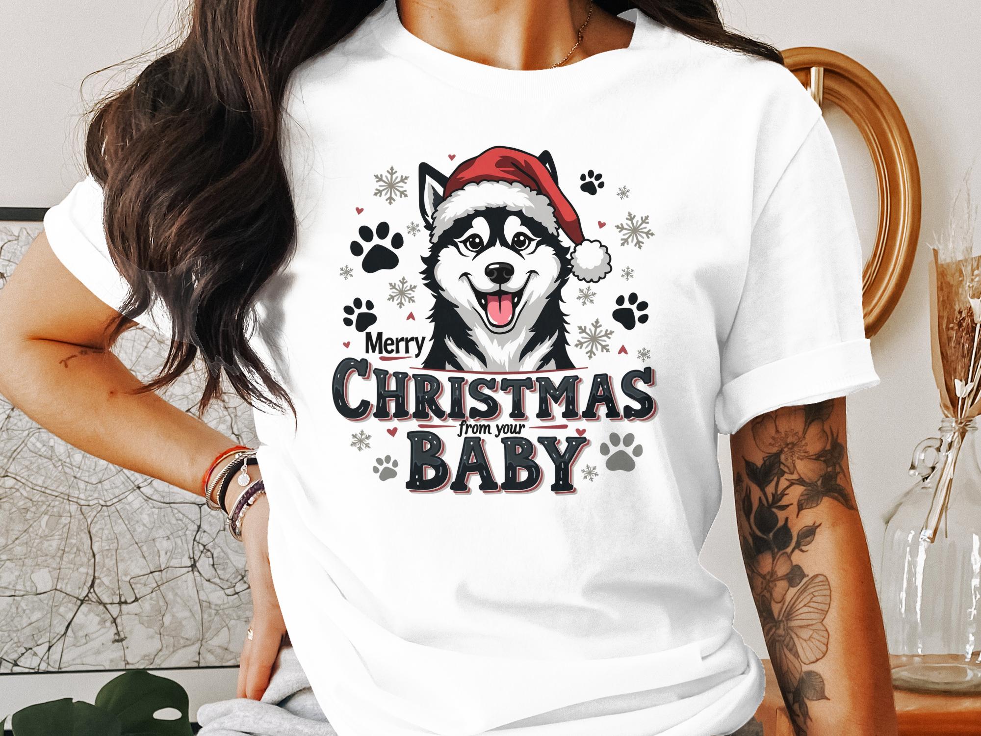 Merry Christmas Shirt Siberian Husky Dog T-Shirt Santa Hat Tee Fun Pet Lover Xmas Top Cute Holiday Gift - Craig Michael Design