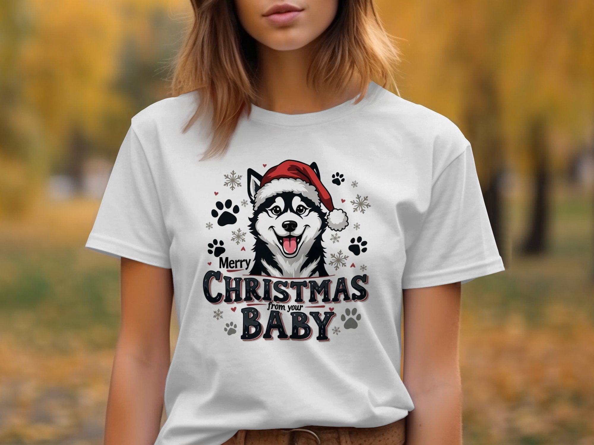 Merry Christmas Shirt Siberian Husky Dog T-Shirt Santa Hat Tee Fun Pet Lover Xmas Top Cute Holiday Gift - Craig Michael Design