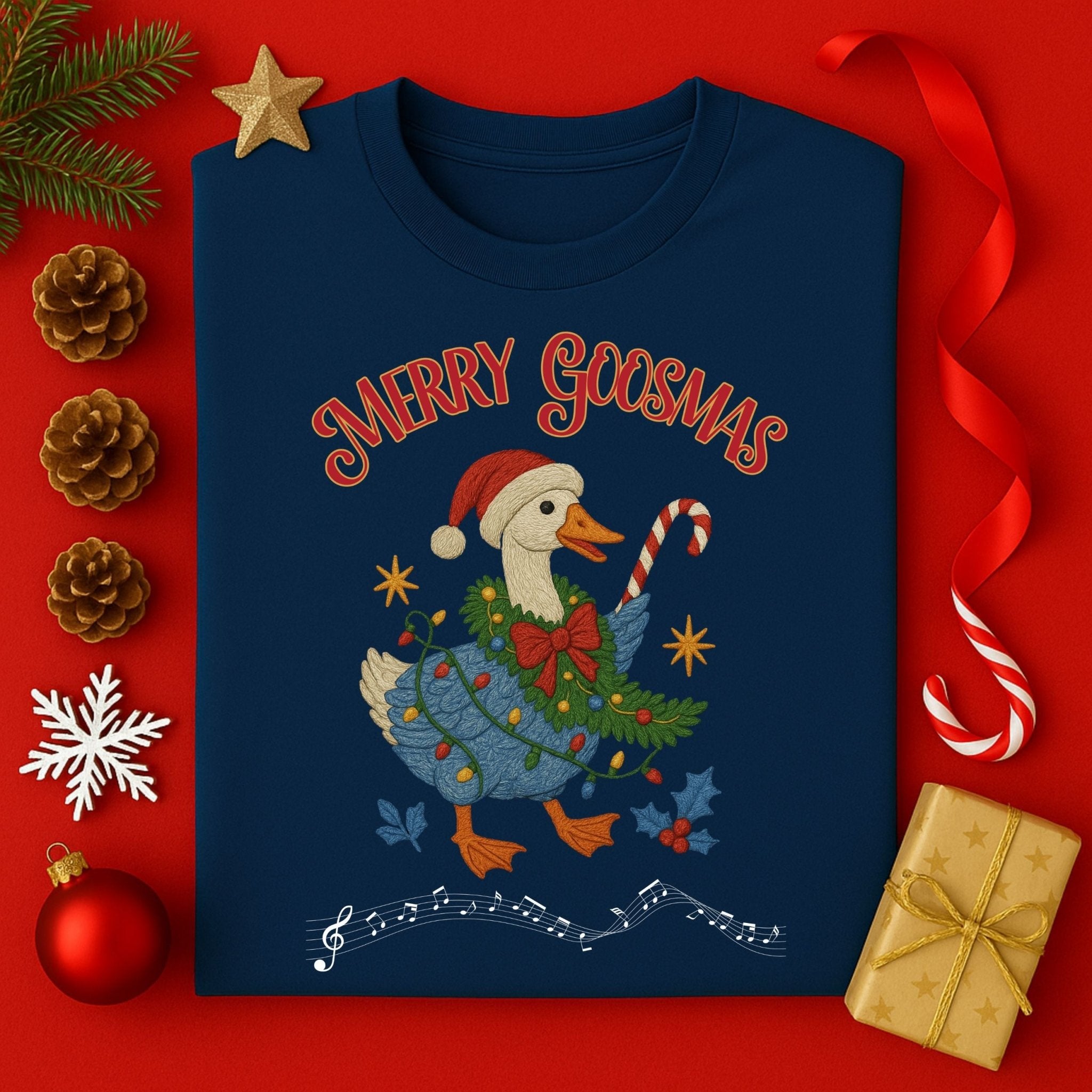 Merry Goosmas Shirt, Funny Christmas Goose T-Shirt, Holiday Bird Graphic Tee - Craig Michael Design