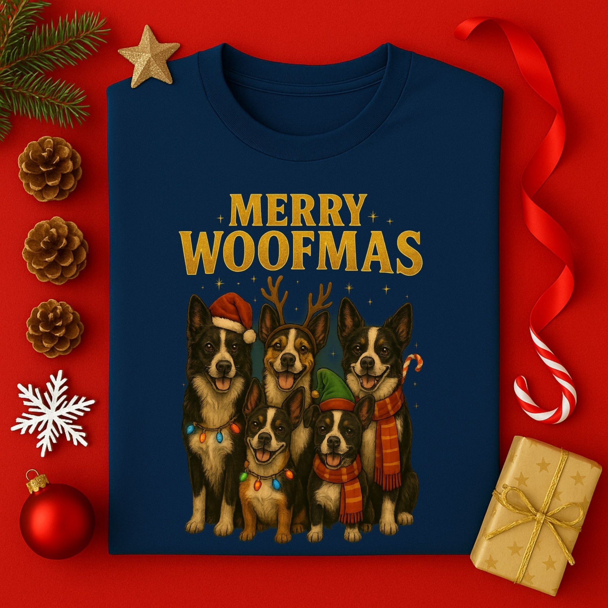 Merry Woofmas Christmas Dog Holiday Season Graphic T-Shirt - Craig Michael Design