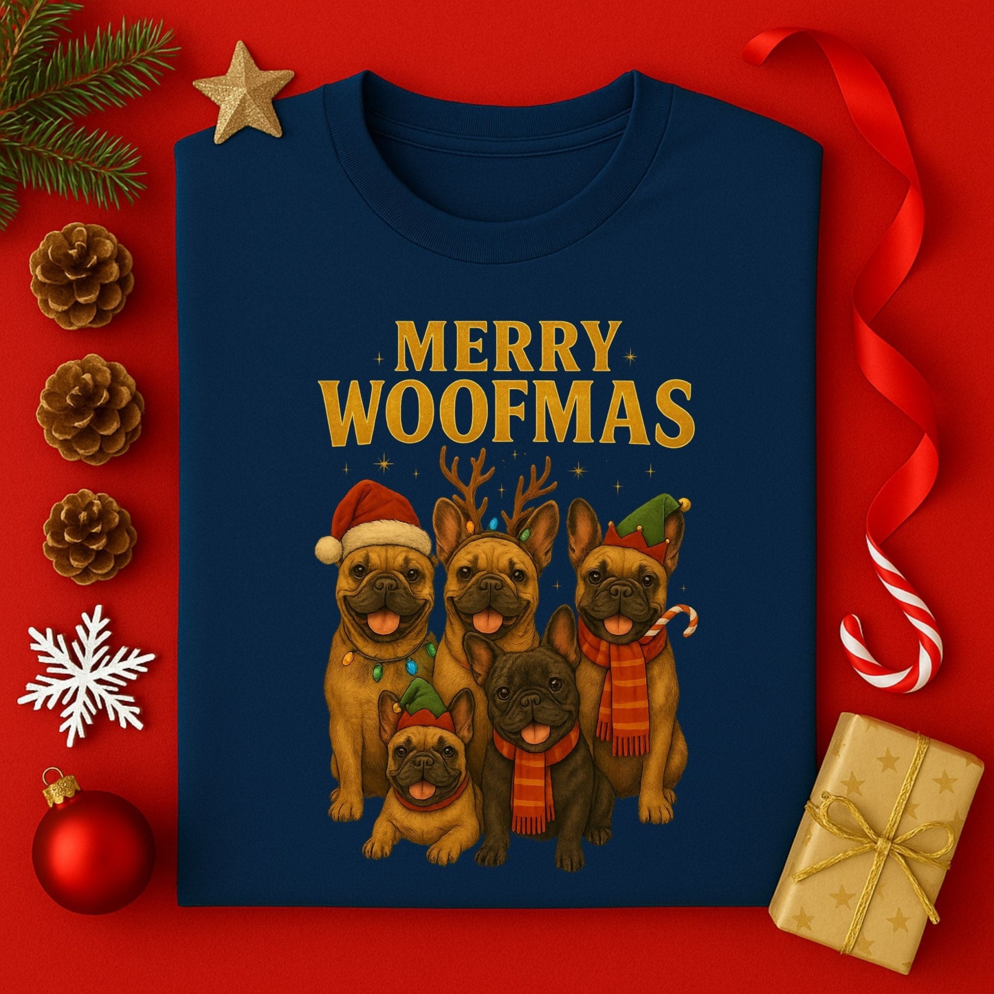 Merry Woofmas Christmas Dogs in Hats Holiday Graphic T-Shirt - Craig Michael Design