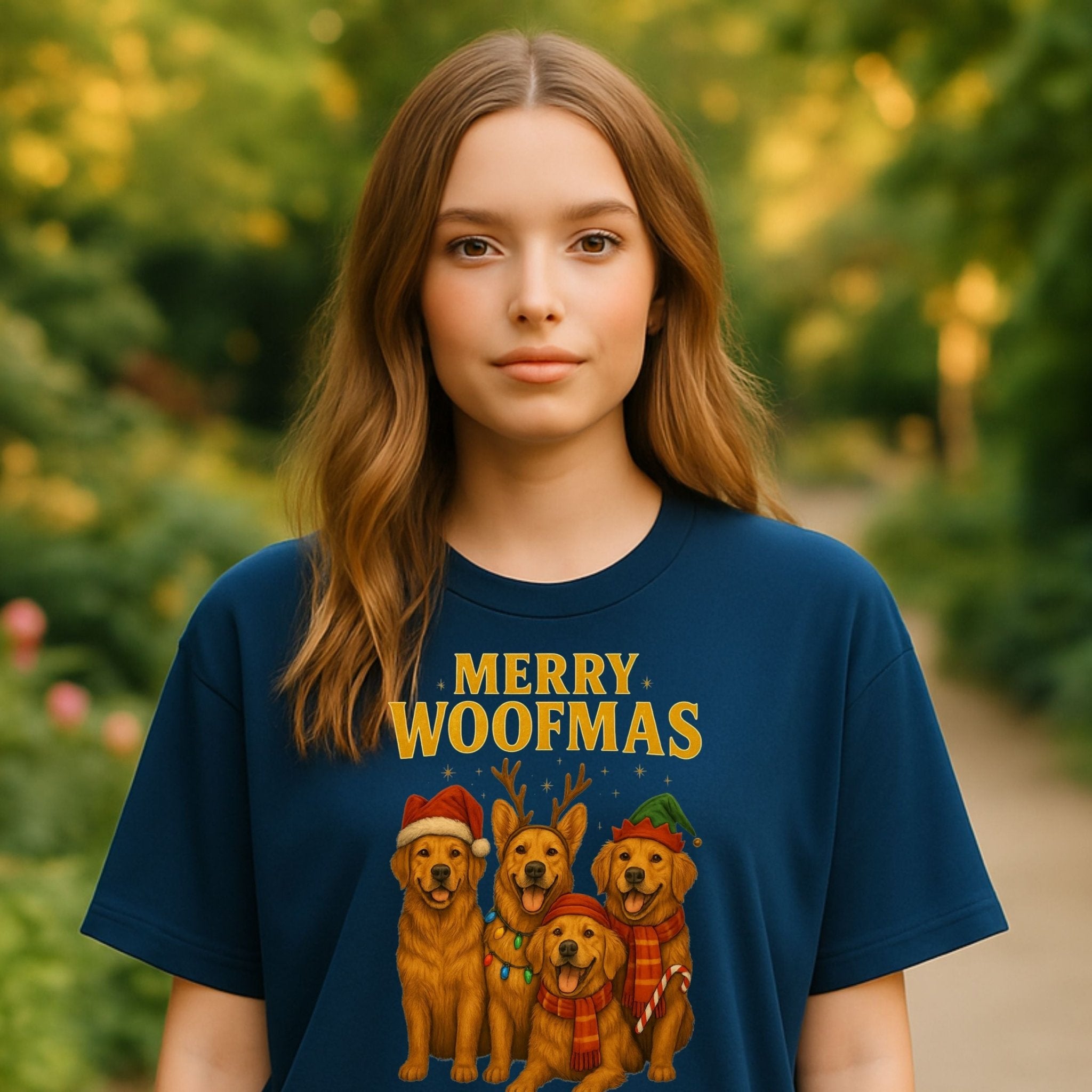 Merry Woofmas Cute Holiday Dogs Golden Retrievers T-Shirt - Craig Michael Design