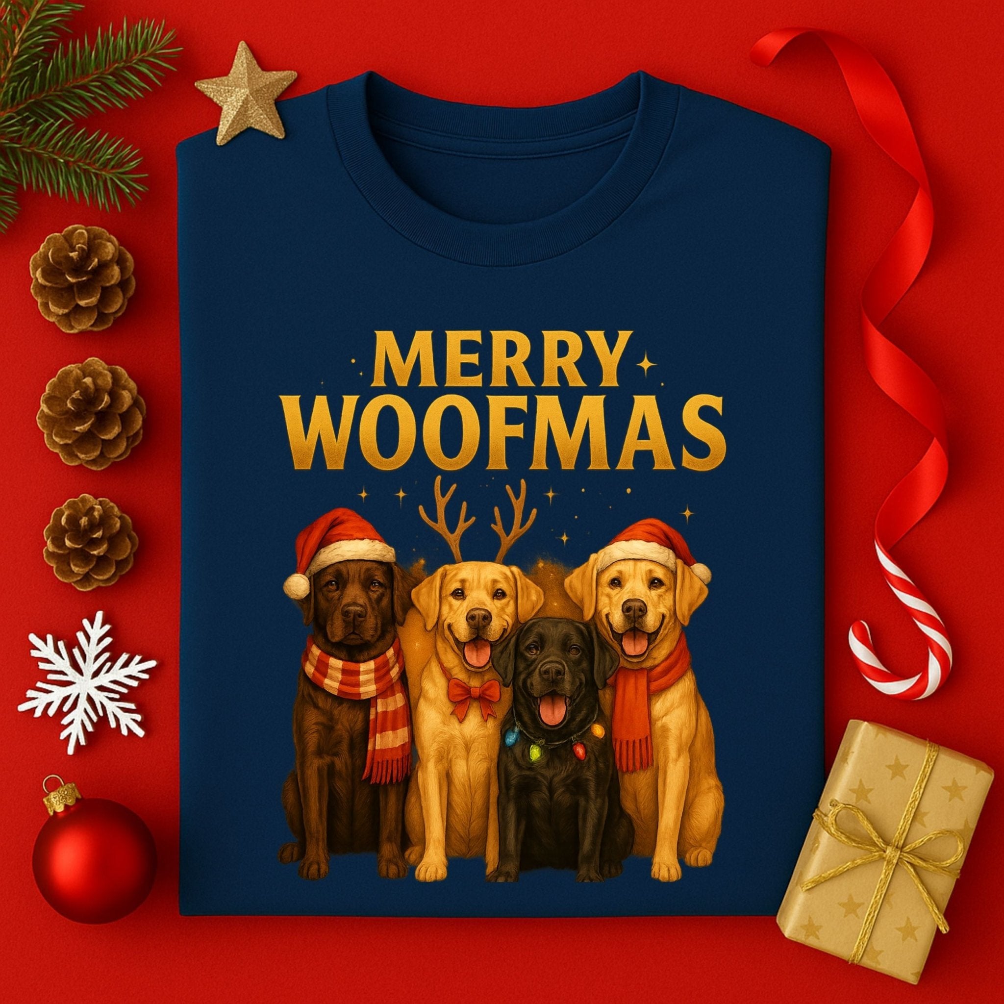 Merry Woofmas Dogs Group Portrait Holiday Celebration T-Shirt - Craig Michael Design