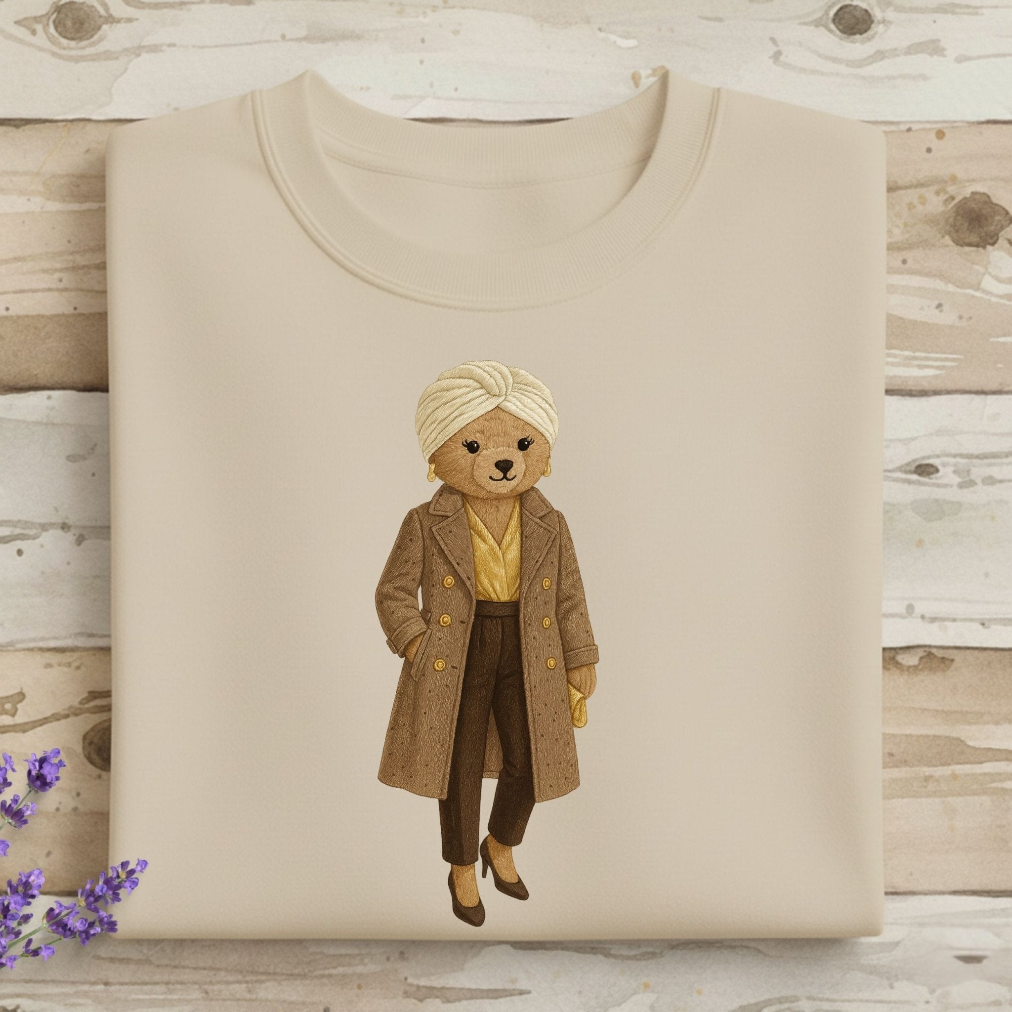 Paris Teddy Sweatshirt, Gold Silk Blouse - Craig Michael Design