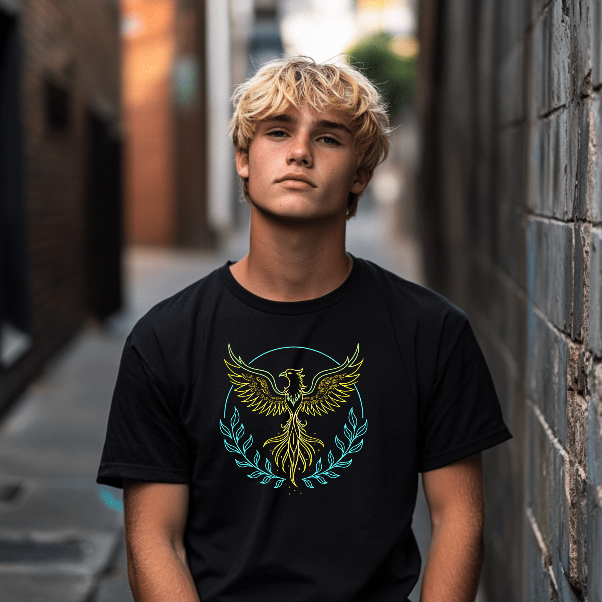 Phoenix Bird Art Tee for Kids, Youth T-Shirt with Colorful Phoenix Design, Short Sleeve Graphic Tee for Boys and Girls, Unique Gift - Craig Michael Design