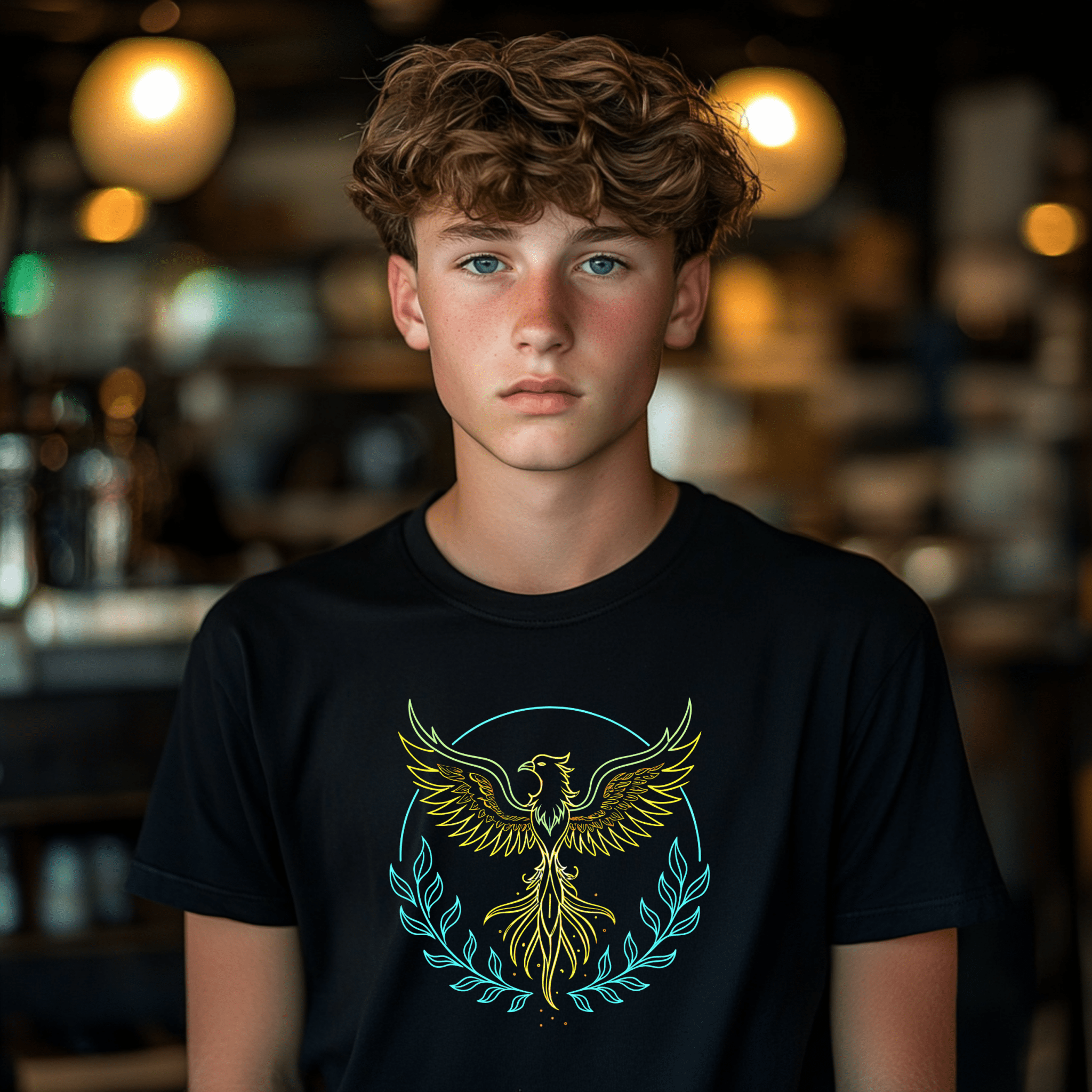 Phoenix Bird Art Tee for Kids, Youth T-Shirt with Colorful Phoenix Design, Short Sleeve Graphic Tee for Boys and Girls, Unique Gift - Craig Michael Design
