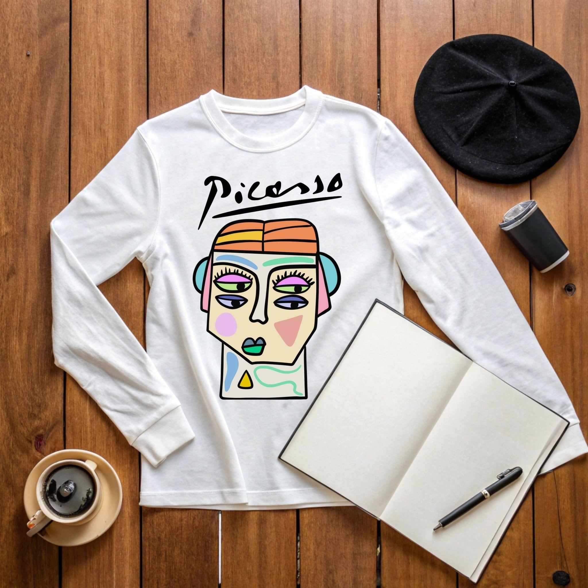Picasso Long Sleeve T-Shirt – Abstract Modernist Art Tee - Craig Michael Design