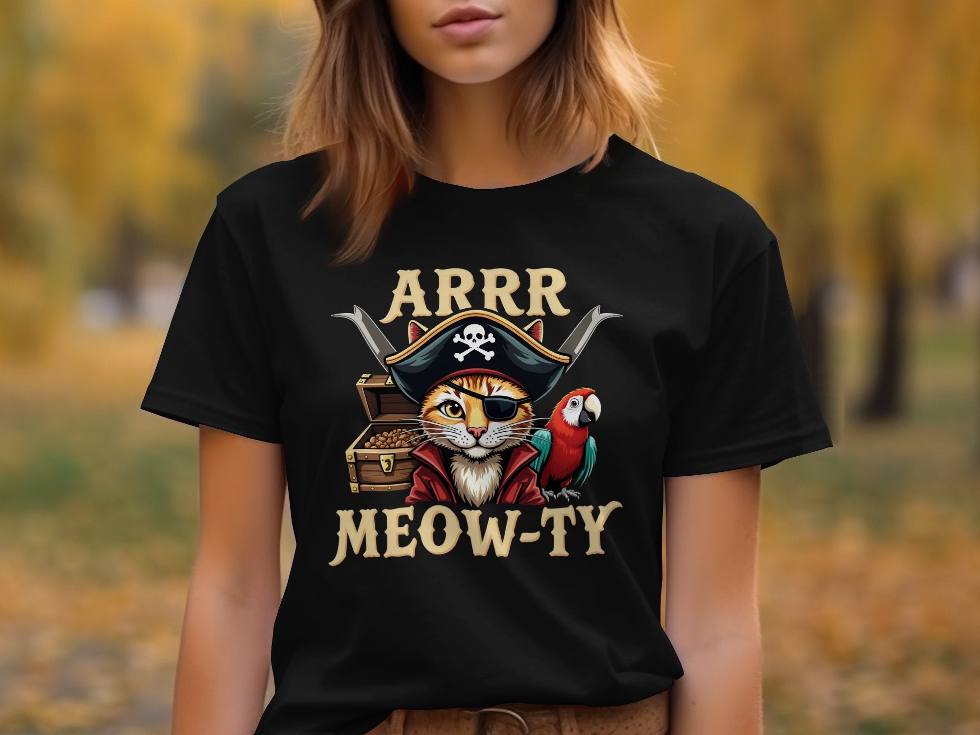 Pirate Cat Meowty T-Shirt, Fun Pet Lovers Tee, Cute Pirate Cat Graphic, Unique Cat Apparel, Animal Lovers Gift, Stylish Cat Theme Shirt - Craig Michael Design