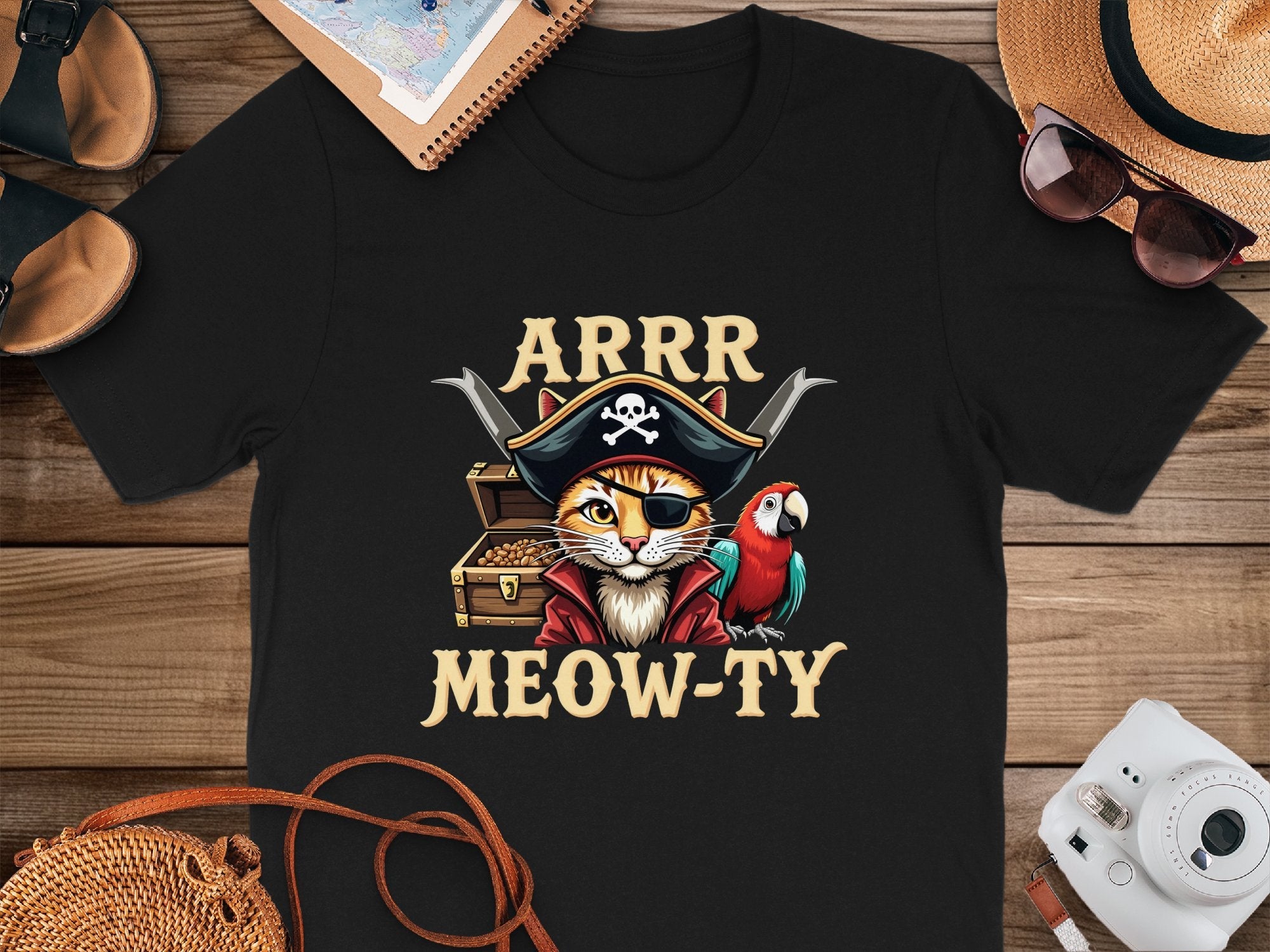 Pirate Cat Meowty T-Shirt, Fun Pet Lovers Tee, Cute Pirate Cat Graphic, Unique Cat Apparel, Animal Lovers Gift, Stylish Cat Theme Shirt - Craig Michael Design