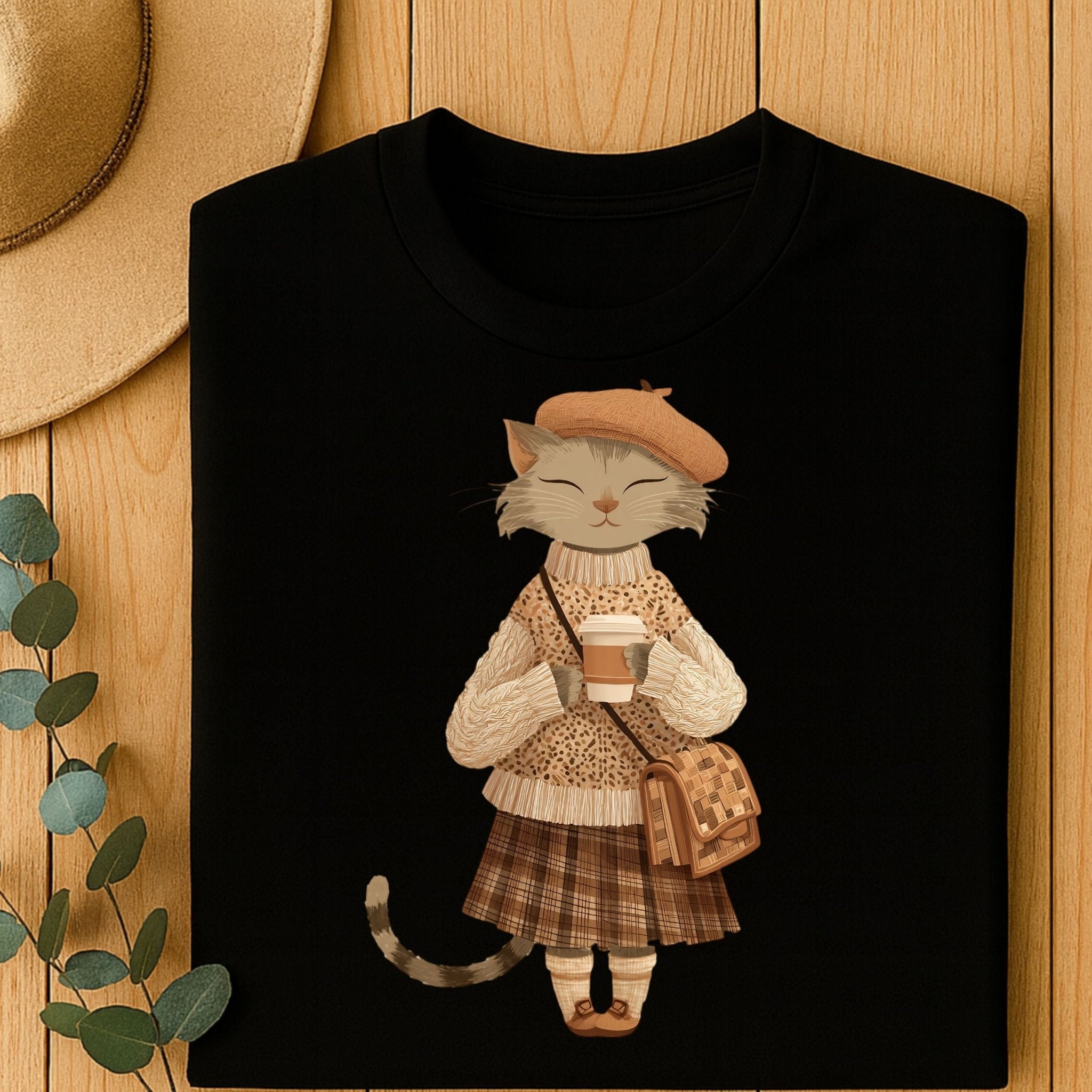 Plaid Skirt Fall Kitty Tee - Craig Michael Design