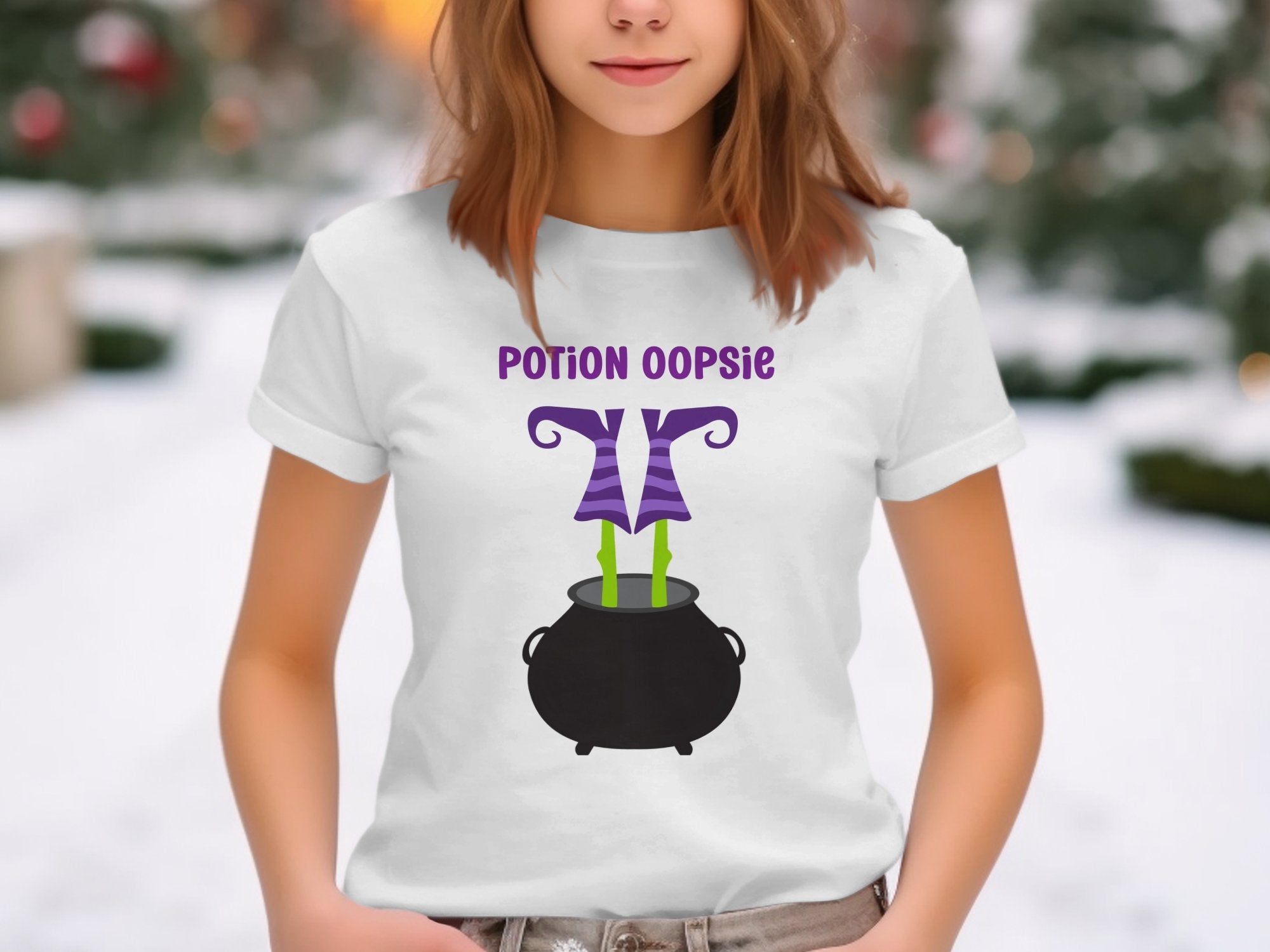 Potion Oopsie Witch Legs in Cauldron Halloween Humor Graphic Tee Funny Halloween T-Shirt Witch Costume Shirt Halloween Party Top - Craig Michael Design