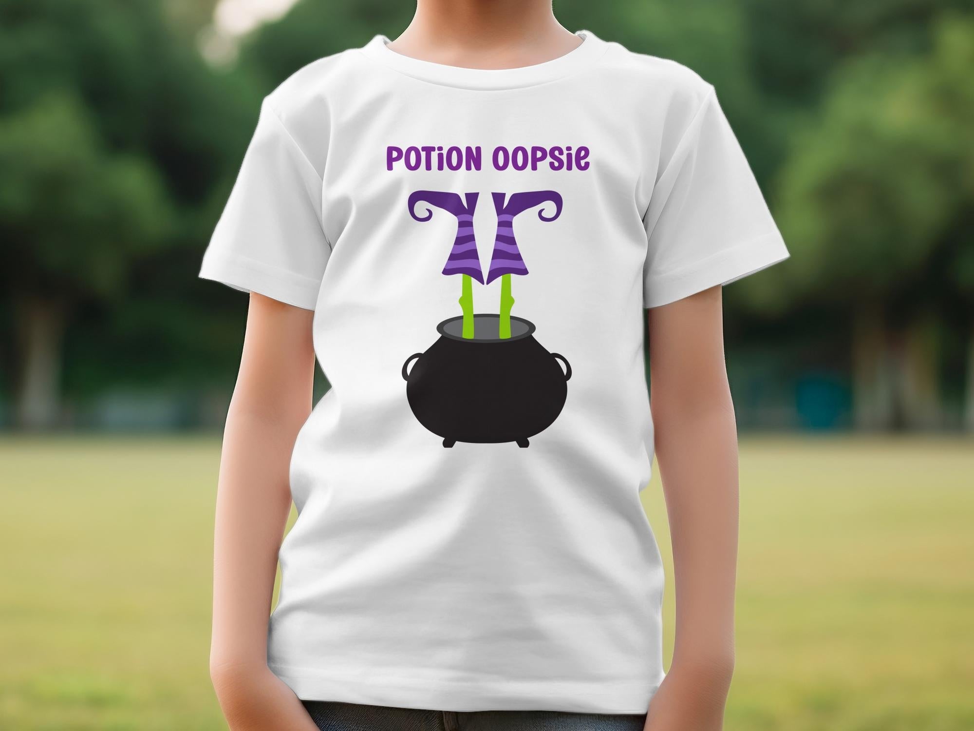 Potion Oopsie Witch Legs in Cauldron Halloween Humor Graphic Tee Funny Halloween T-Shirt Witch Costume Shirt Halloween Party Top - Craig Michael Design