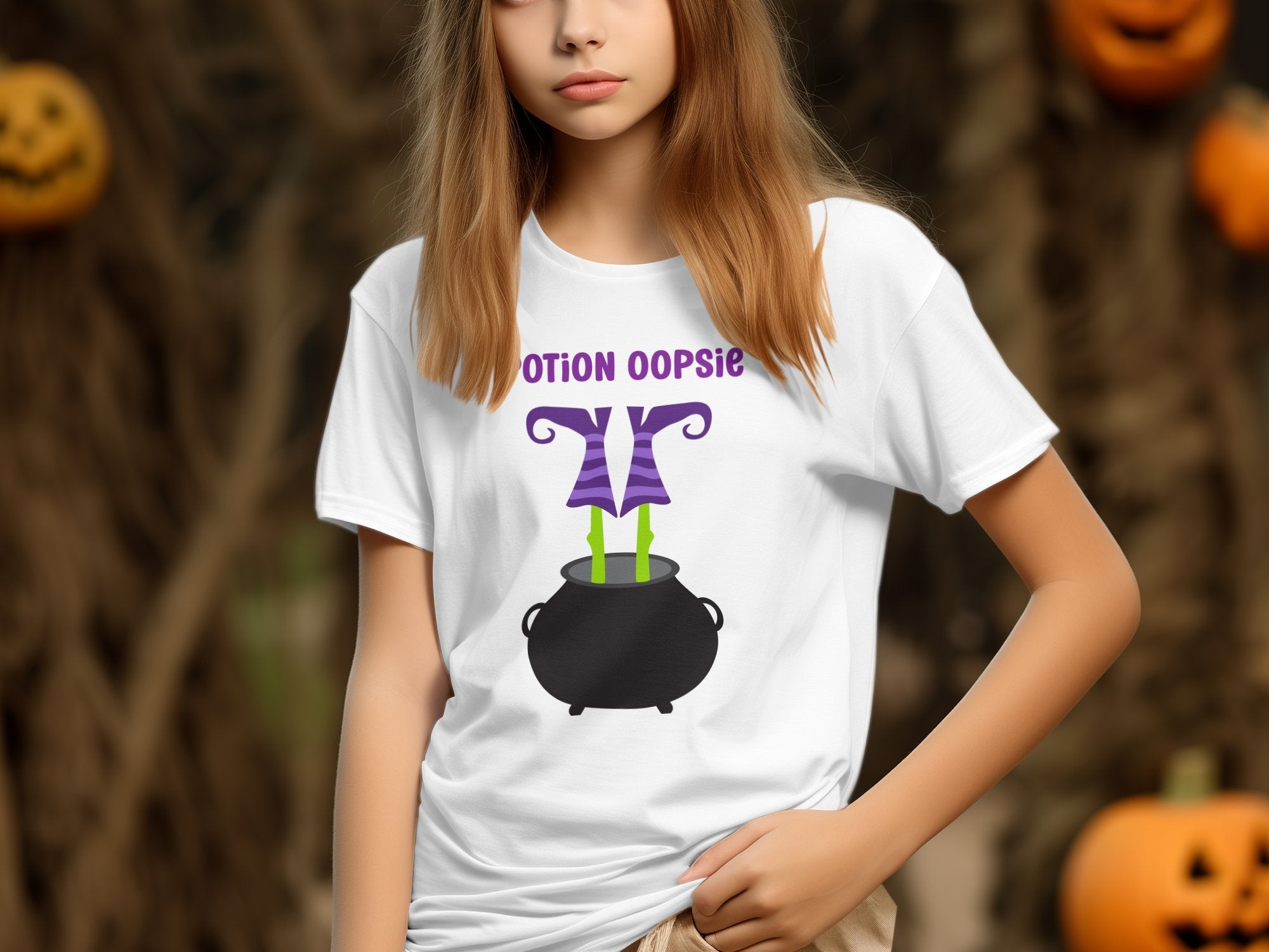 Potion Oopsie Witch Legs in Cauldron Halloween Humor Graphic Tee Funny Halloween T-Shirt Witch Costume Shirt Halloween Party Top - Craig Michael Design