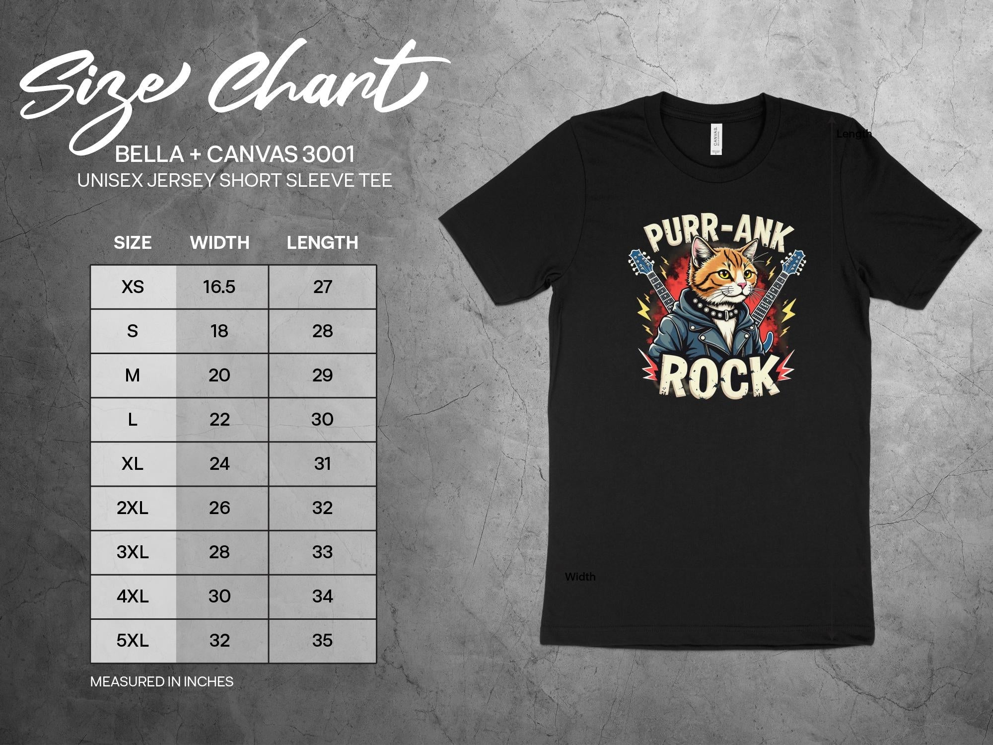 Purr - Ank Rock T-Shirt for Cat Lovers, Funny Cat Graphic Tee, Cool Cat and Guitar Design, Unique Gift Idea, Unisex - Craig Michael Design