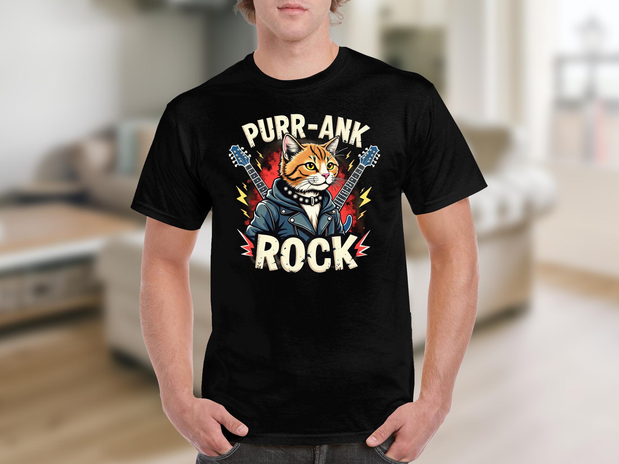 Purr - Ank Rock T-Shirt for Cat Lovers, Funny Cat Graphic Tee, Cool Cat and Guitar Design, Unique Gift Idea, Unisex - Craig Michael Design