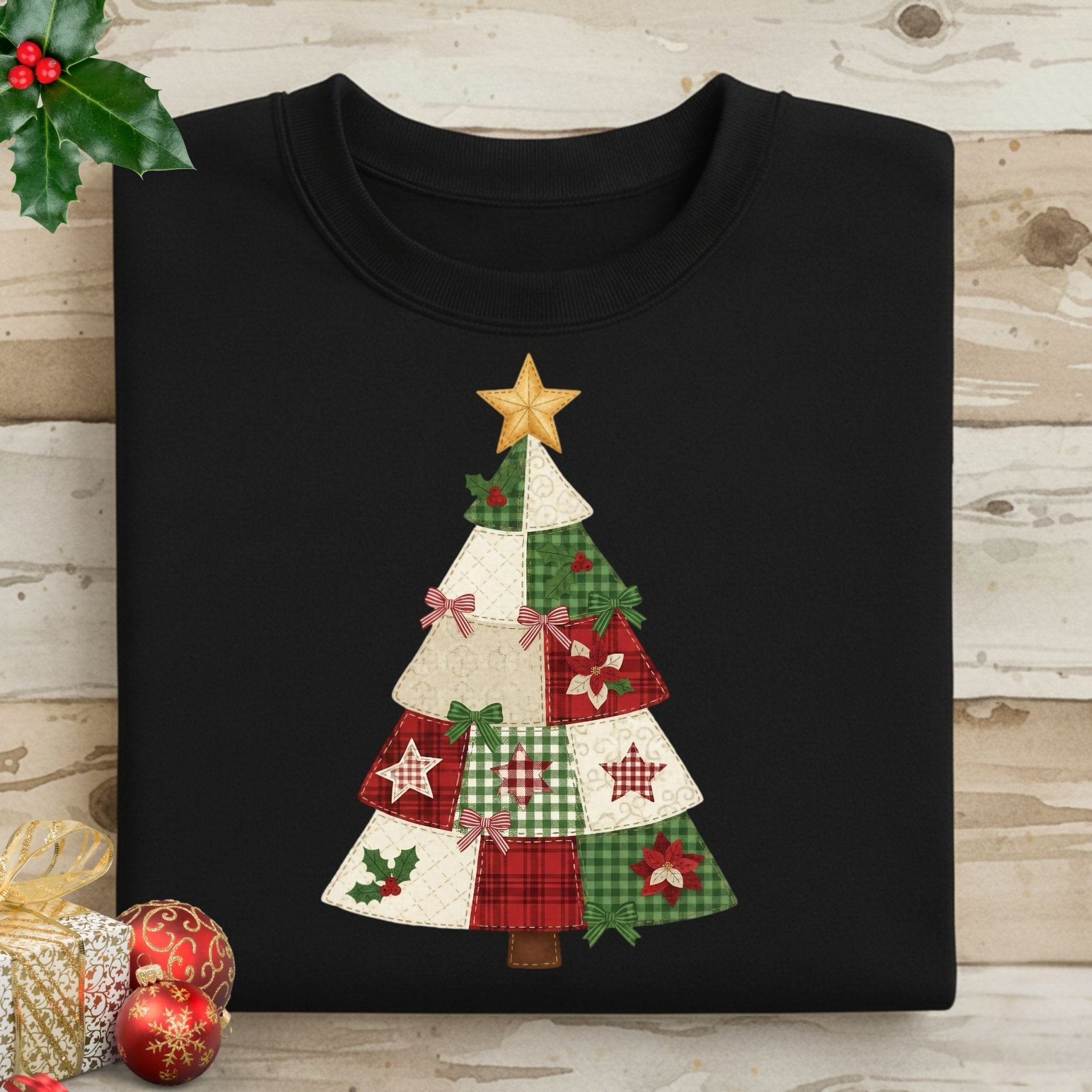 Quilted Christmas Tree Sweatshirt – Festive Holiday Edition - Craig Michael Design