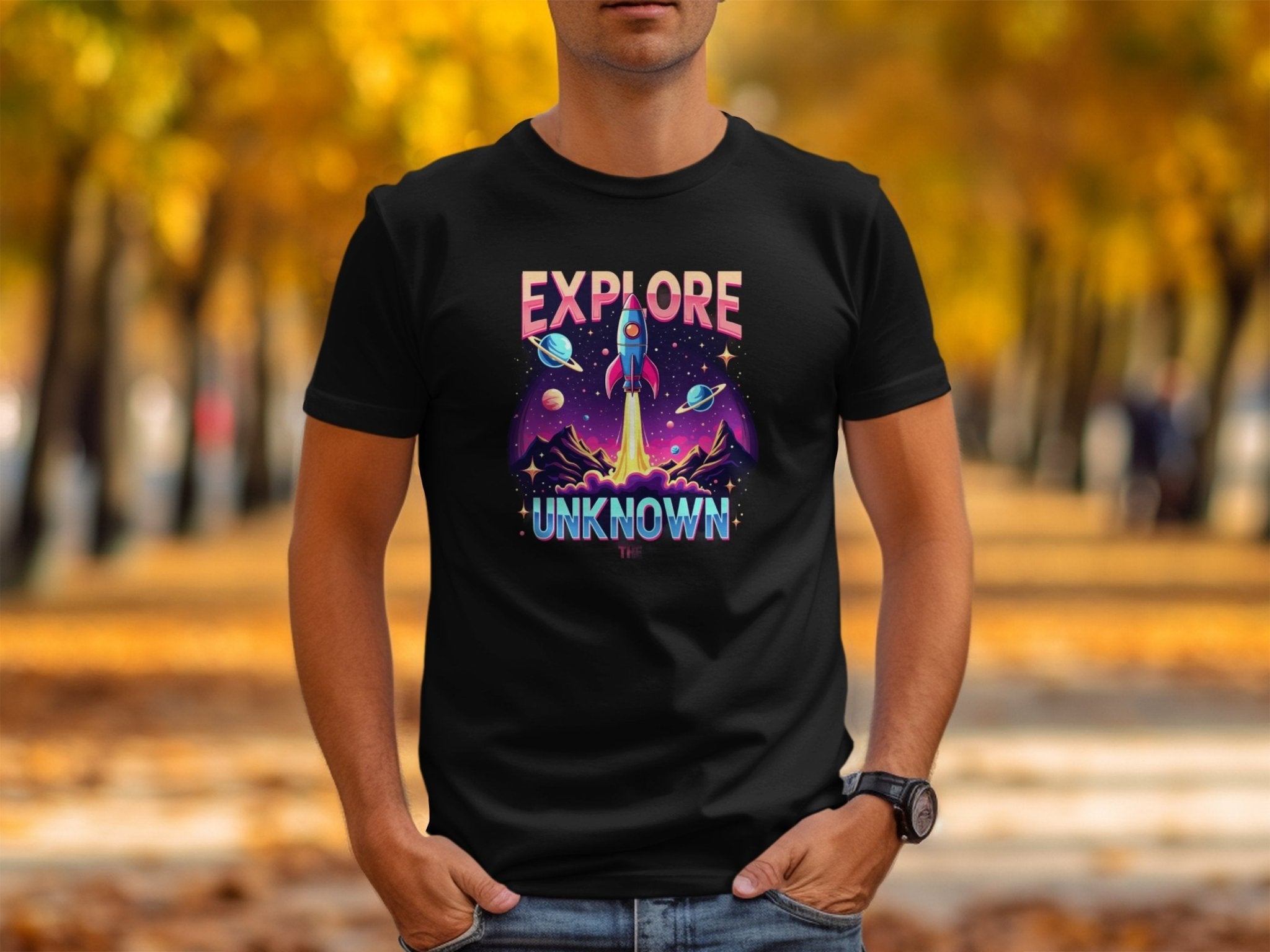 Retro Explore Unknown T-Shirt, Outer Space Adventure Tee, Rocket Launch Spacecraft Design, Cosmic Exploration Shirt, Fun Galaxy Tshirt - Craig Michael Design