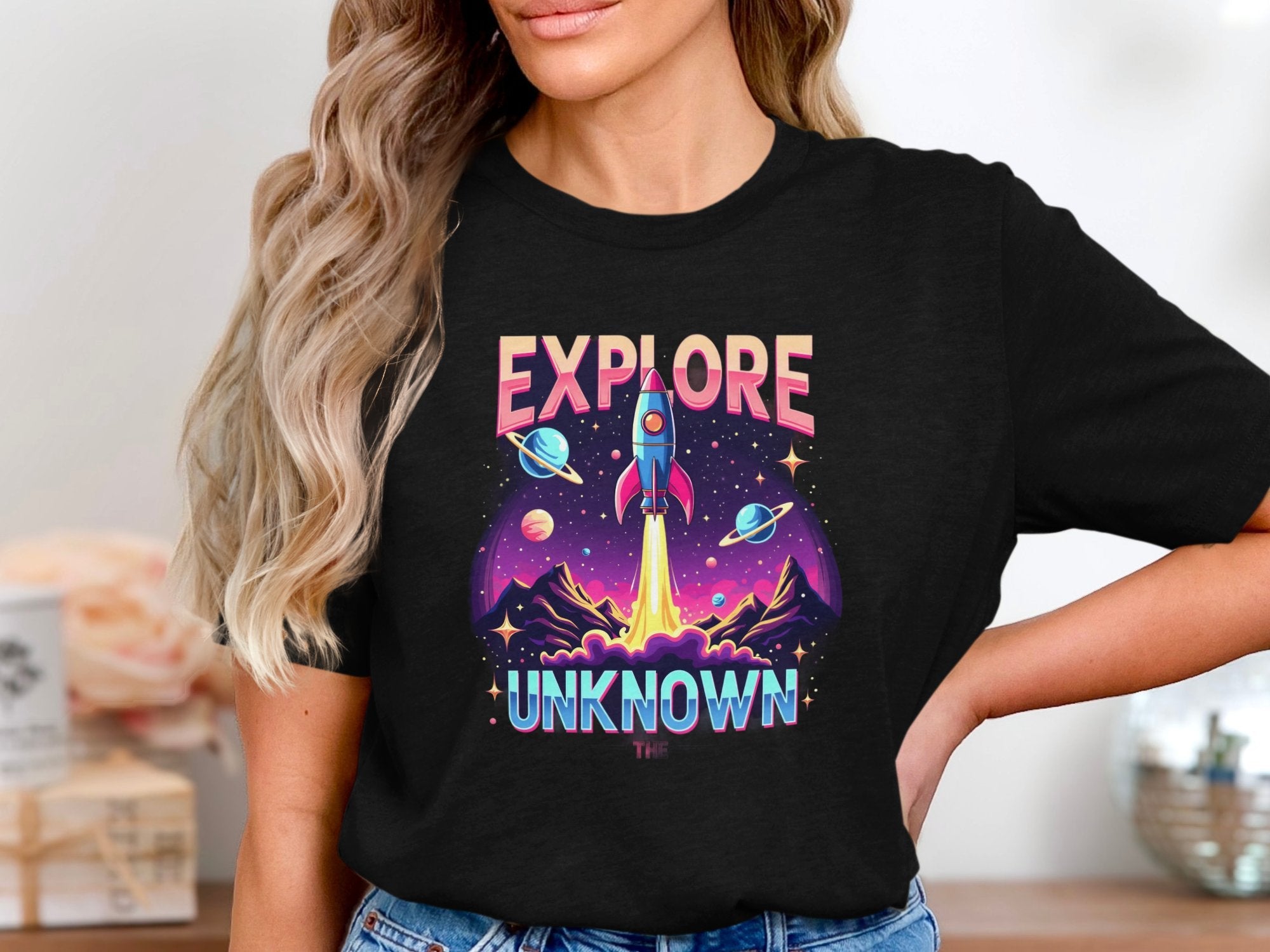 Retro Explore Unknown T-Shirt, Outer Space Adventure Tee, Rocket Launch Spacecraft Design, Cosmic Exploration Shirt, Fun Galaxy Tshirt - Craig Michael Design