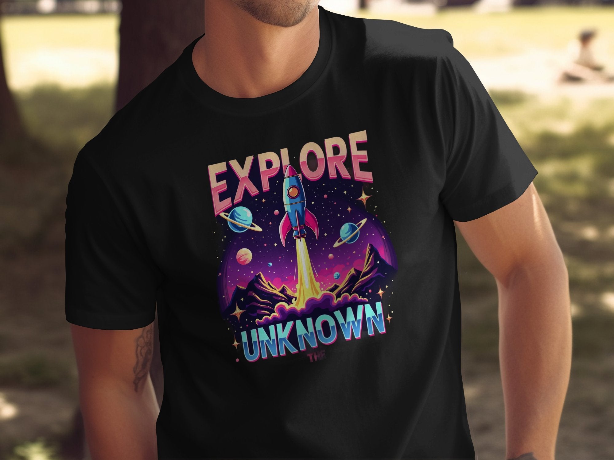 Retro Explore Unknown T-Shirt, Outer Space Adventure Tee, Rocket Launch Spacecraft Design, Cosmic Exploration Shirt, Fun Galaxy Tshirt - Craig Michael Design