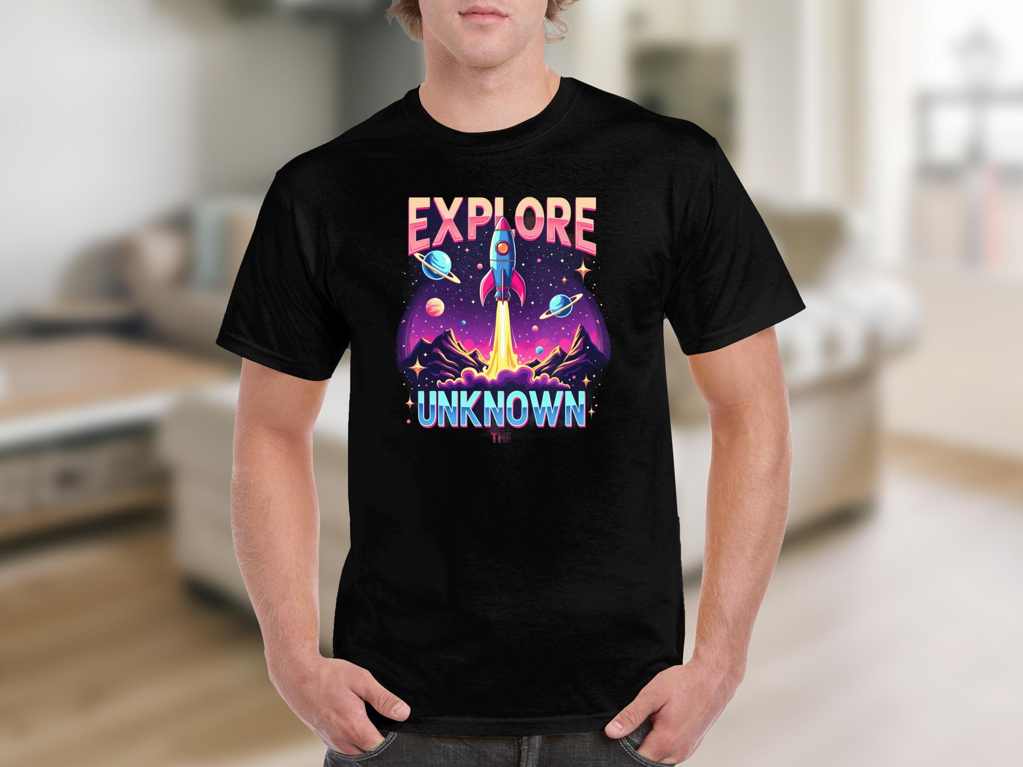 Retro Explore Unknown T-Shirt, Outer Space Adventure Tee, Rocket Launch Spacecraft Design, Cosmic Exploration Shirt, Fun Galaxy Tshirt - Craig Michael Design