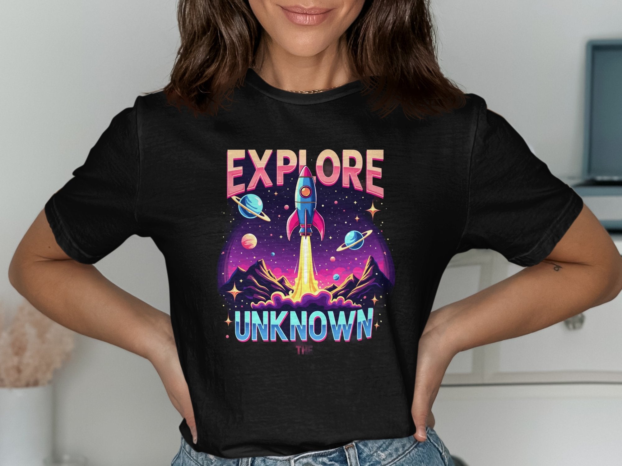 Retro Explore Unknown T-Shirt, Outer Space Adventure Tee, Rocket Launch Spacecraft Design, Cosmic Exploration Shirt, Fun Galaxy Tshirt - Craig Michael Design