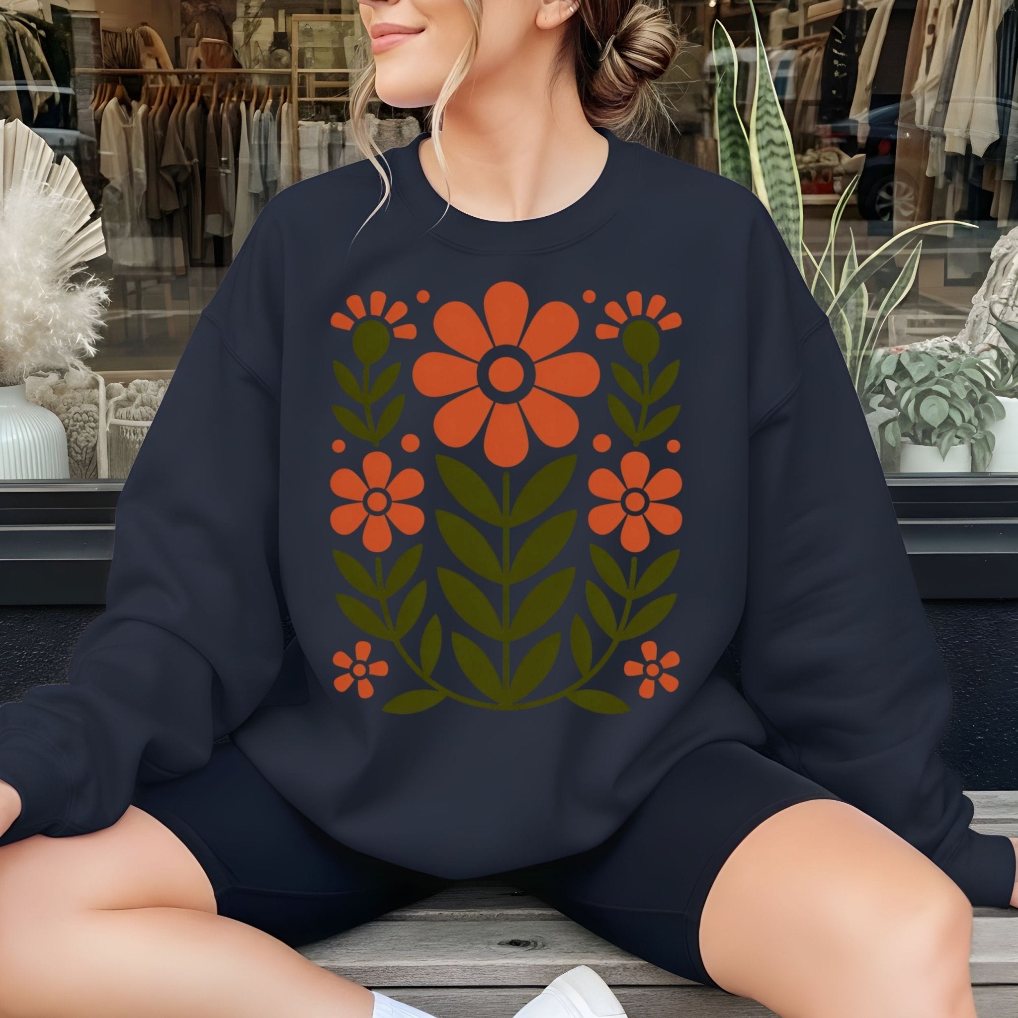 Retro Folk Floral Sweatshirt - Craig Michael Design