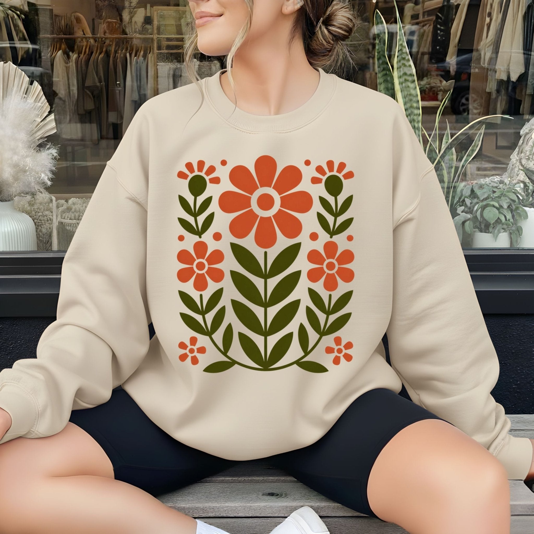 Retro Folk Floral Sweatshirt - Craig Michael Design