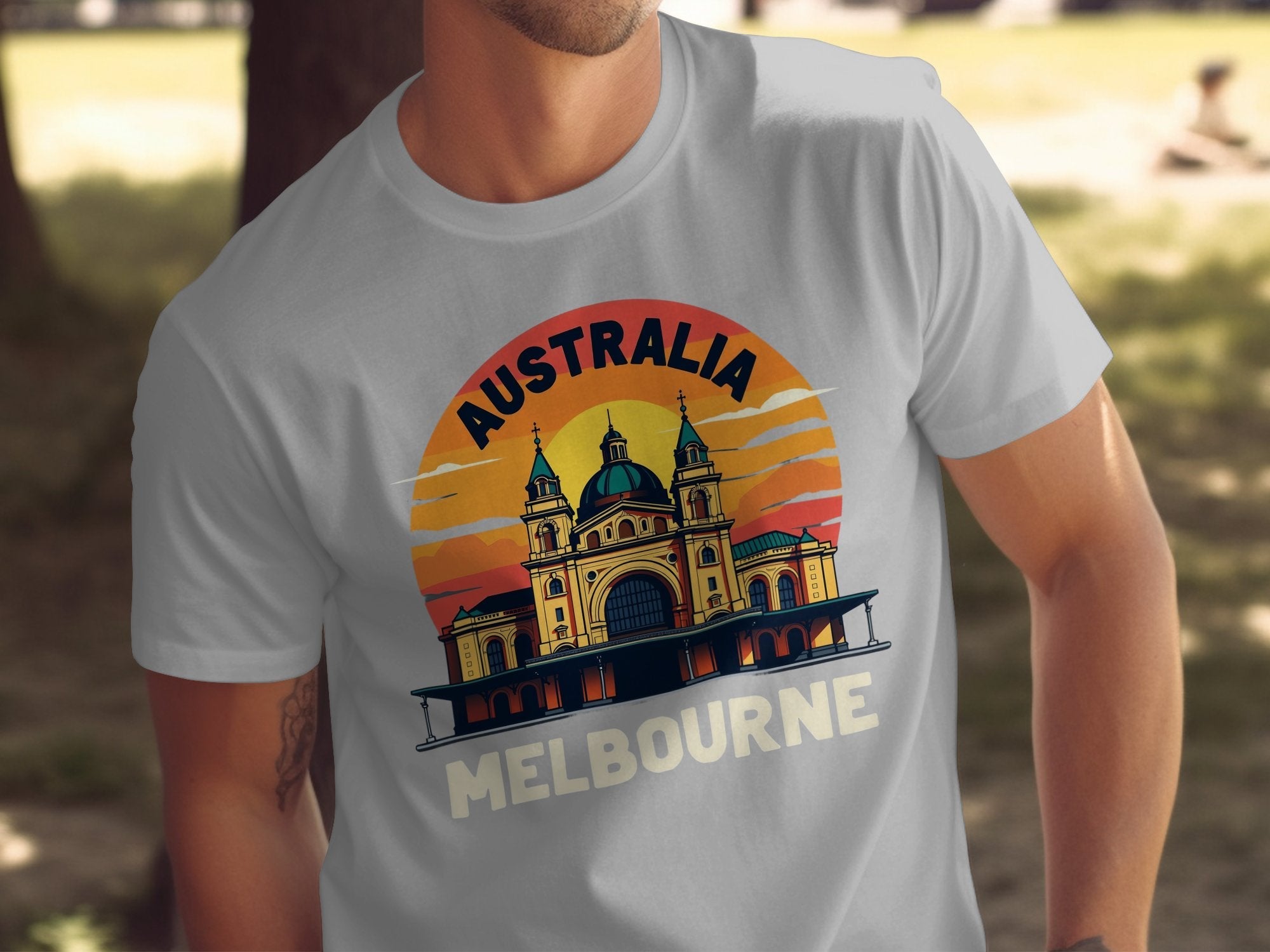 Retro Melbourne Australia T-Shirt, Vintage Sunset Melbourne Graphic Tee, Australia Cityscape Shirt, Melbourne Travel Gift - Craig Michael Design