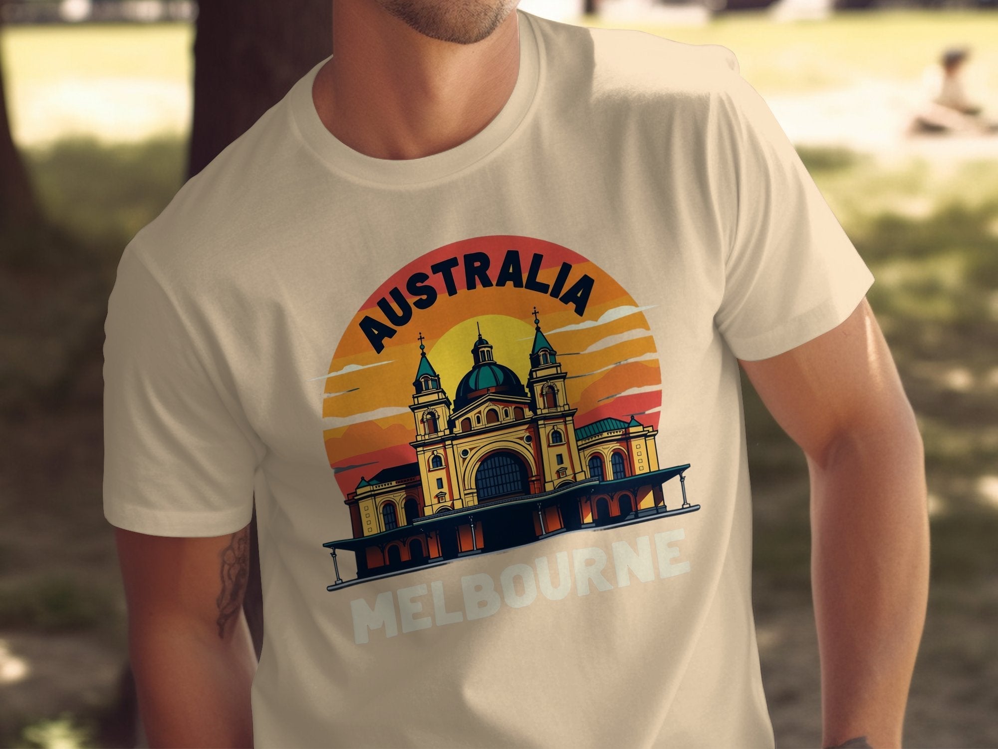 Retro Melbourne Australia T-Shirt, Vintage Sunset Melbourne Graphic Tee, Australia Cityscape Shirt, Melbourne Travel Gift - Craig Michael Design