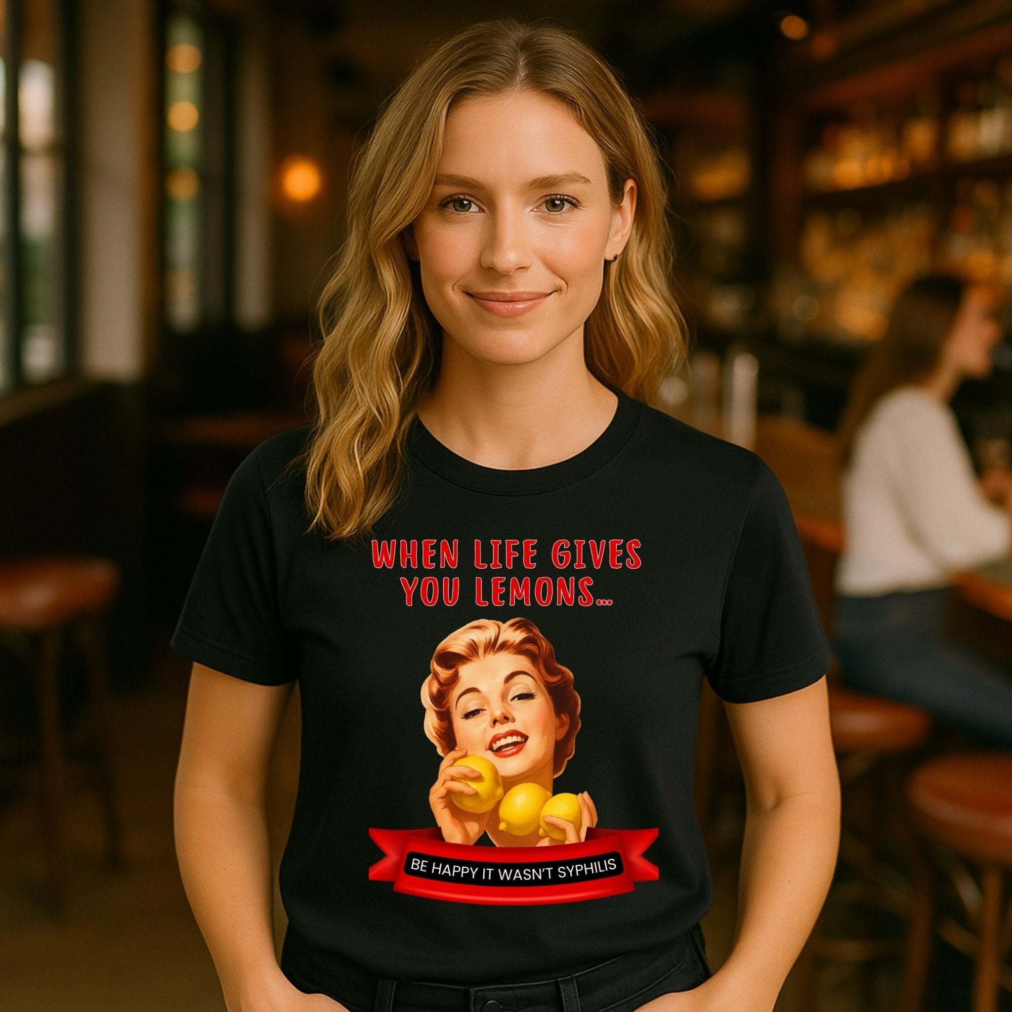 Retro Sarcastic T-Shirt, 1950s Pinup Lemon Shirt, 'When life gives you lemons' - Craig Michael Design