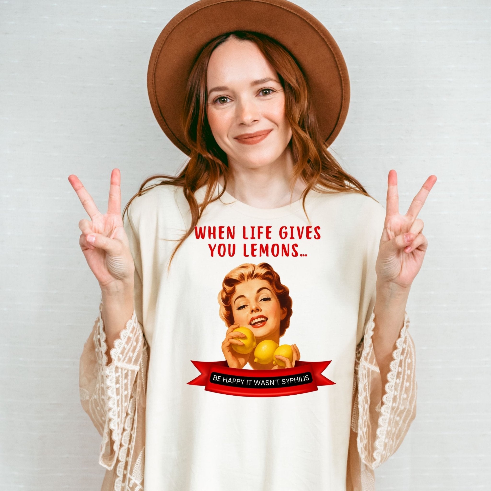 Retro Sarcastic T-Shirt, 1950s Pinup Lemon Shirt, 'When life gives you lemons' - Craig Michael Design