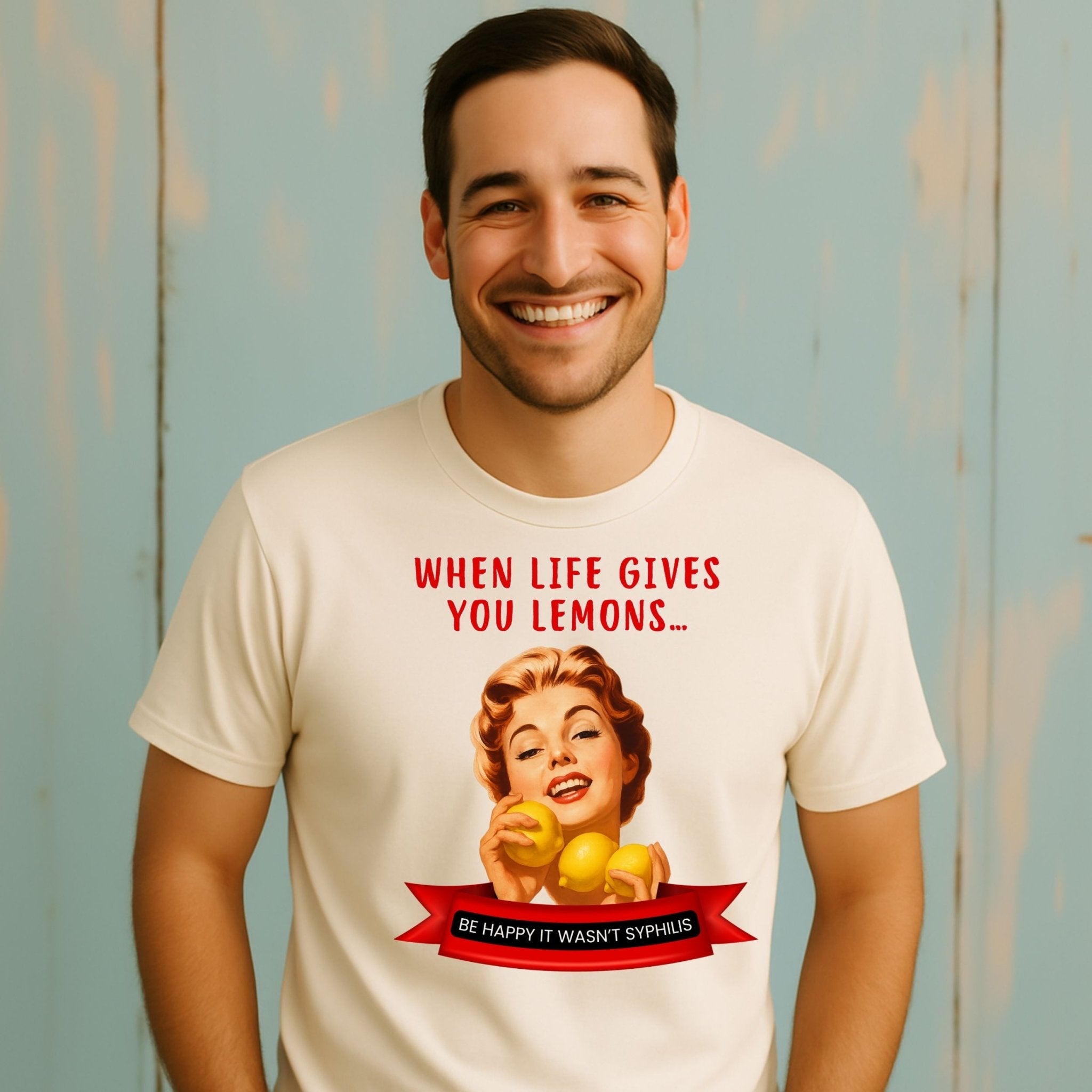 Retro Sarcastic T-Shirt, 1950s Pinup Lemon Shirt, 'When life gives you lemons' - Craig Michael Design