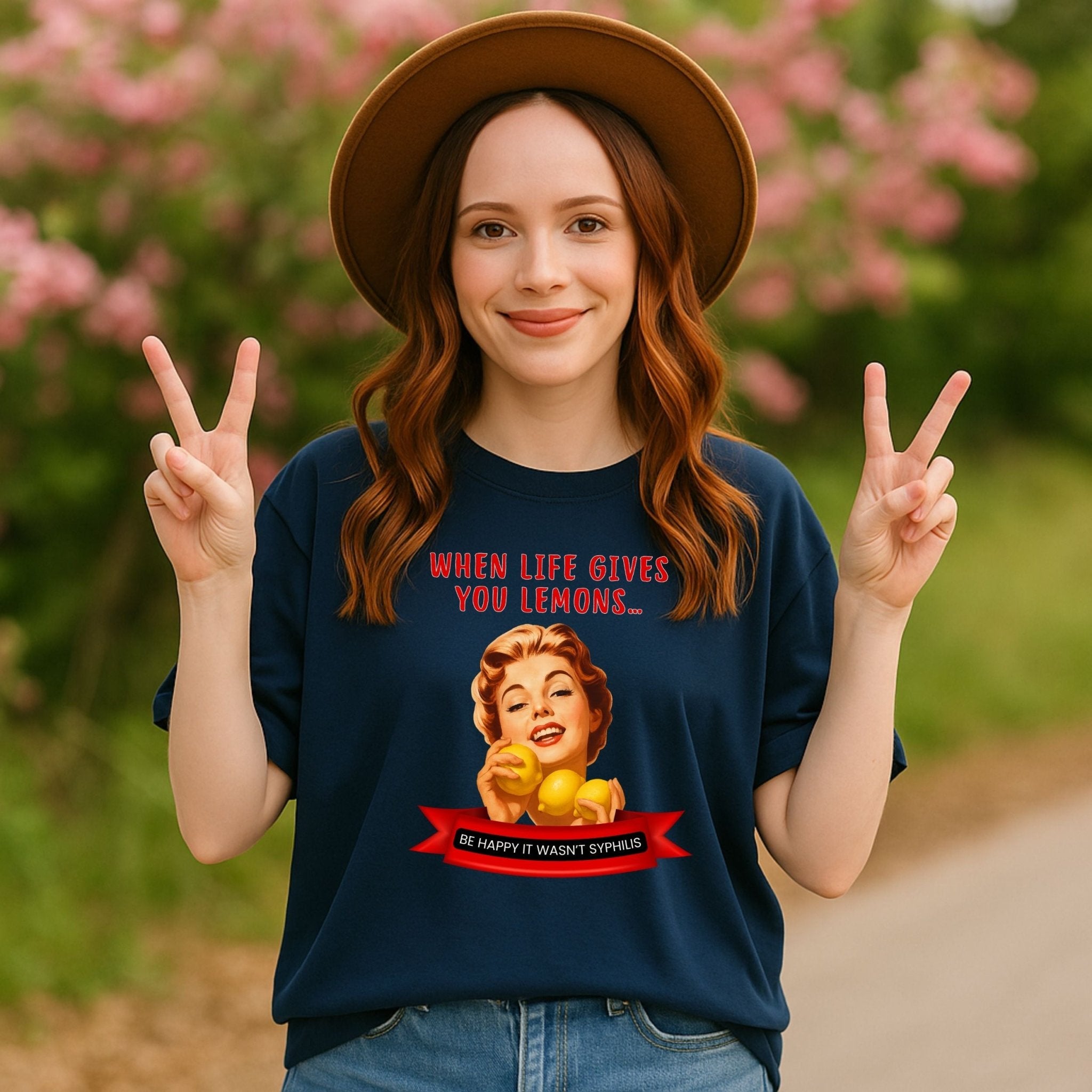 Retro Sarcastic T-Shirt, 1950s Pinup Lemon Shirt, 'When life gives you lemons' - Craig Michael Design