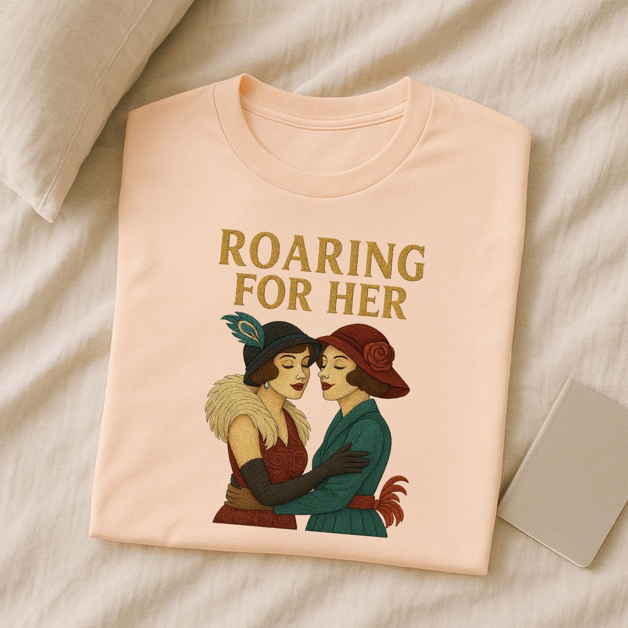 Roaring for Her – 1920s Flapper Lesbian T-Shirt, Vintage Sapphic Gift - Craig Michael Design