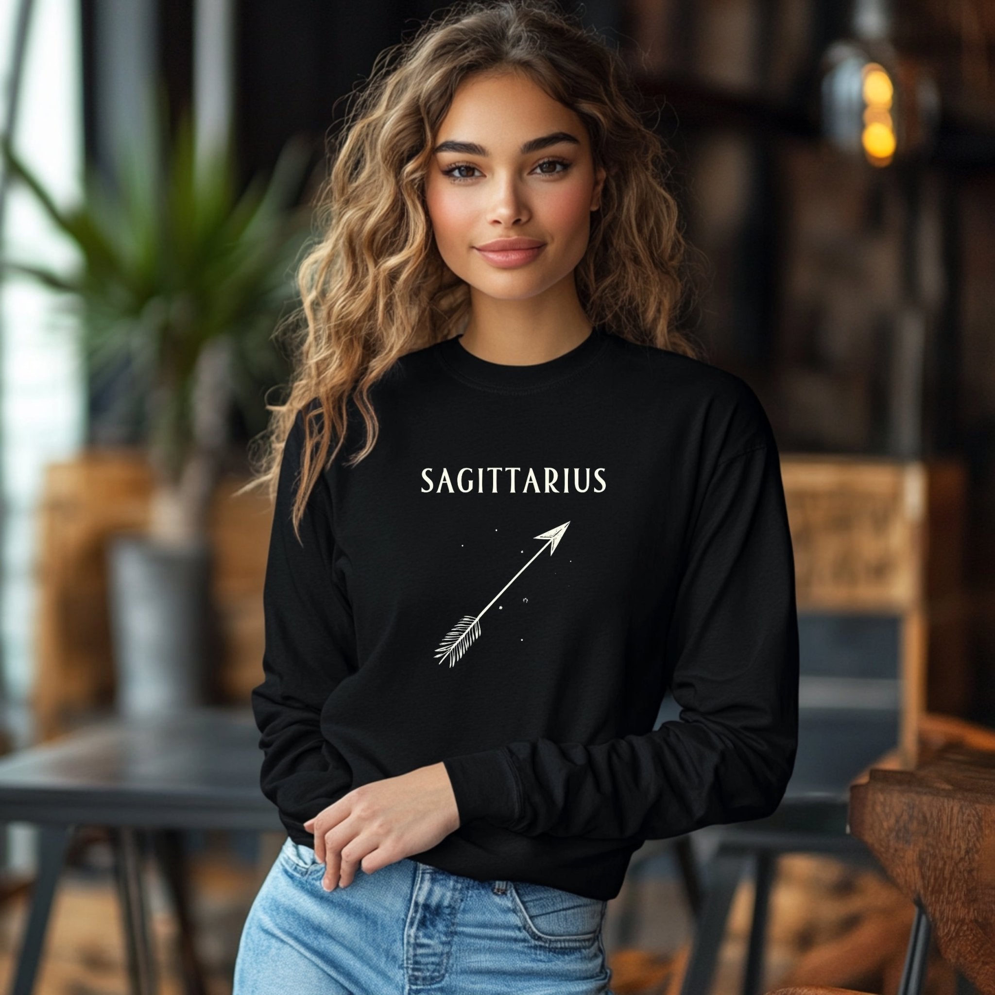 Sagittarius Zodiac Archer Design Long Sleeve T-Shirt, Unique Astrology Star Sign Apparel, Mythical Archer Theme Shirt - Craig Michael Design