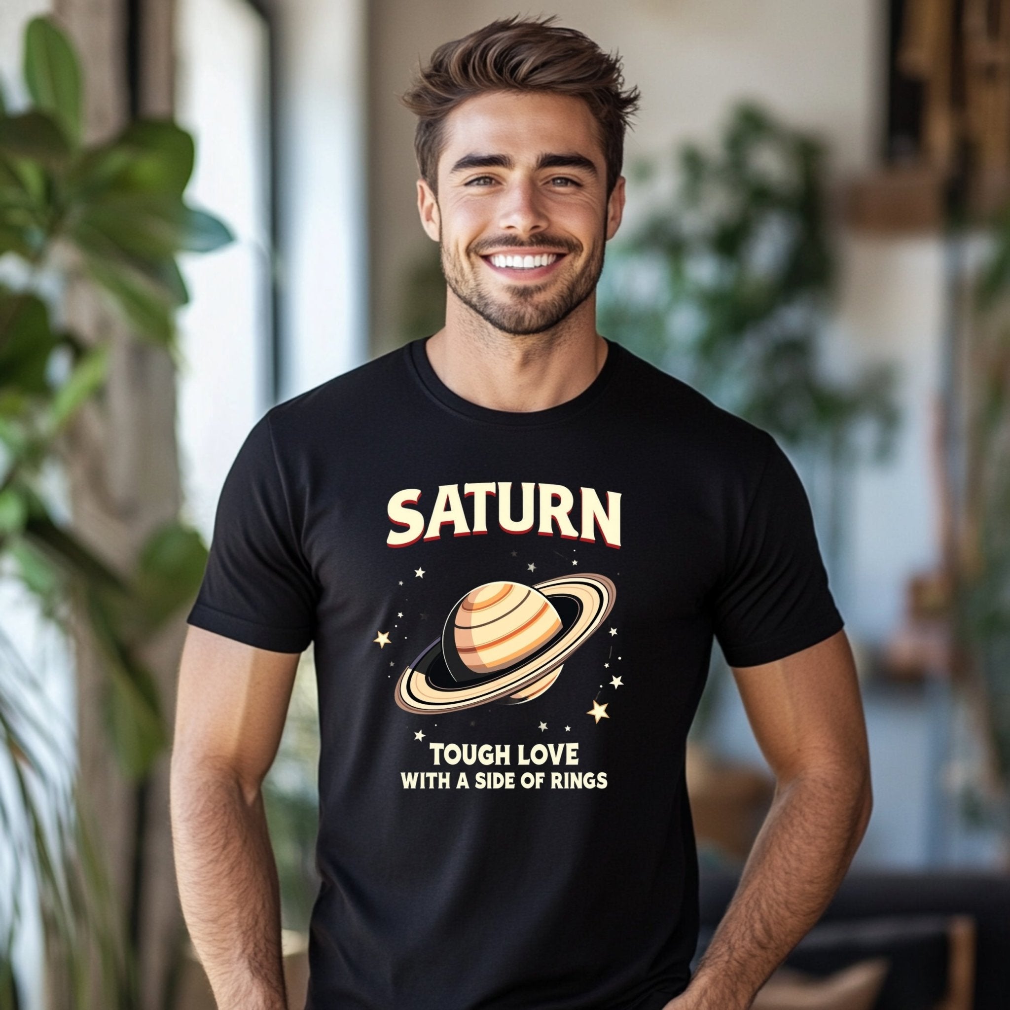 Saturn Tough Love With a Side of Rings Astrology T Shirt, Unique Graphic Tee, Cosmic Planet Design, Perfect Gift for Astrology Lovers - Craig Michael Design