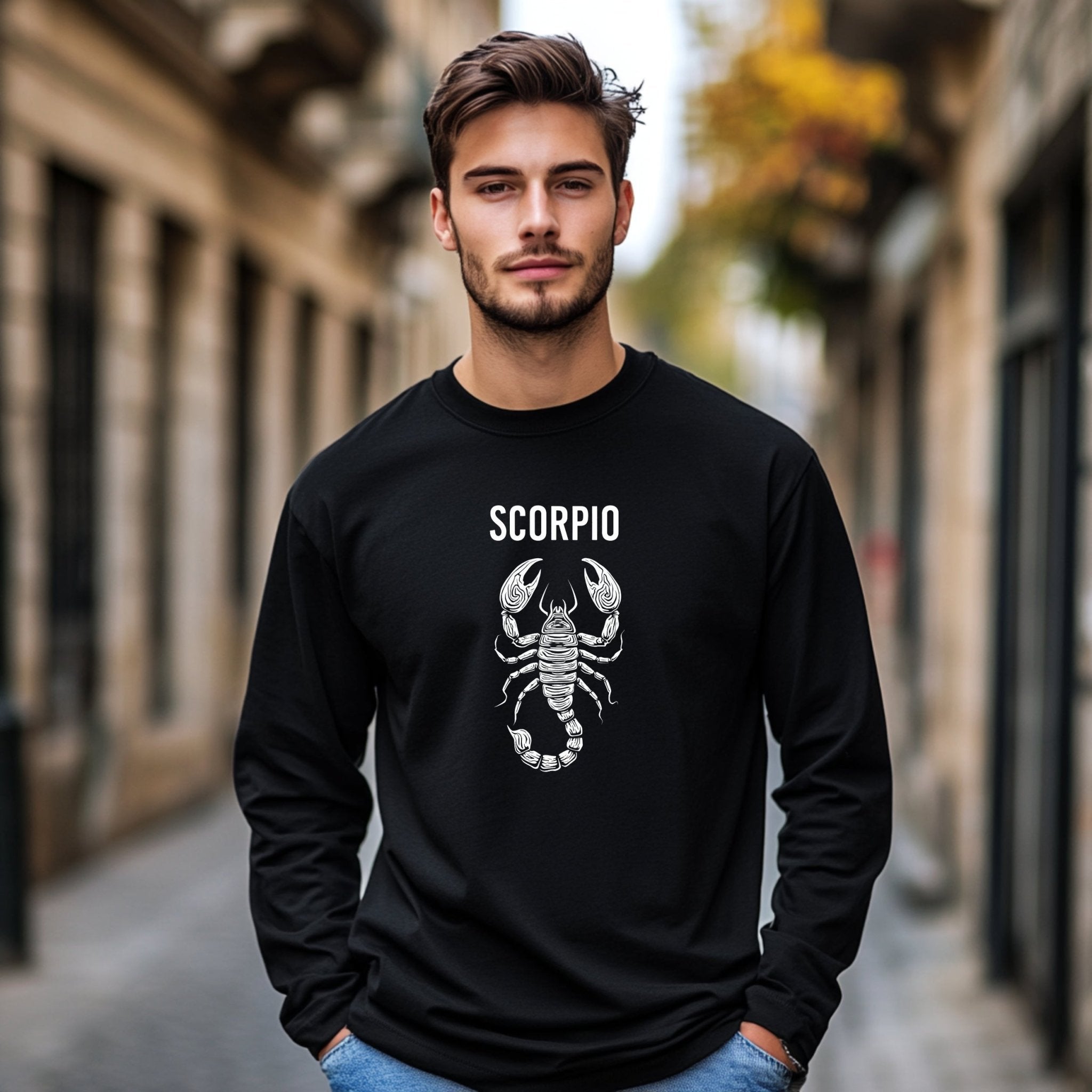 Scorpio Long Sleeve T-Shirt, Zodiac Sign Shirt, Astrology Graphic Tee, Astrological Sign apparel, Horoscope Shirt, Scorpio Gift - Craig Michael Design