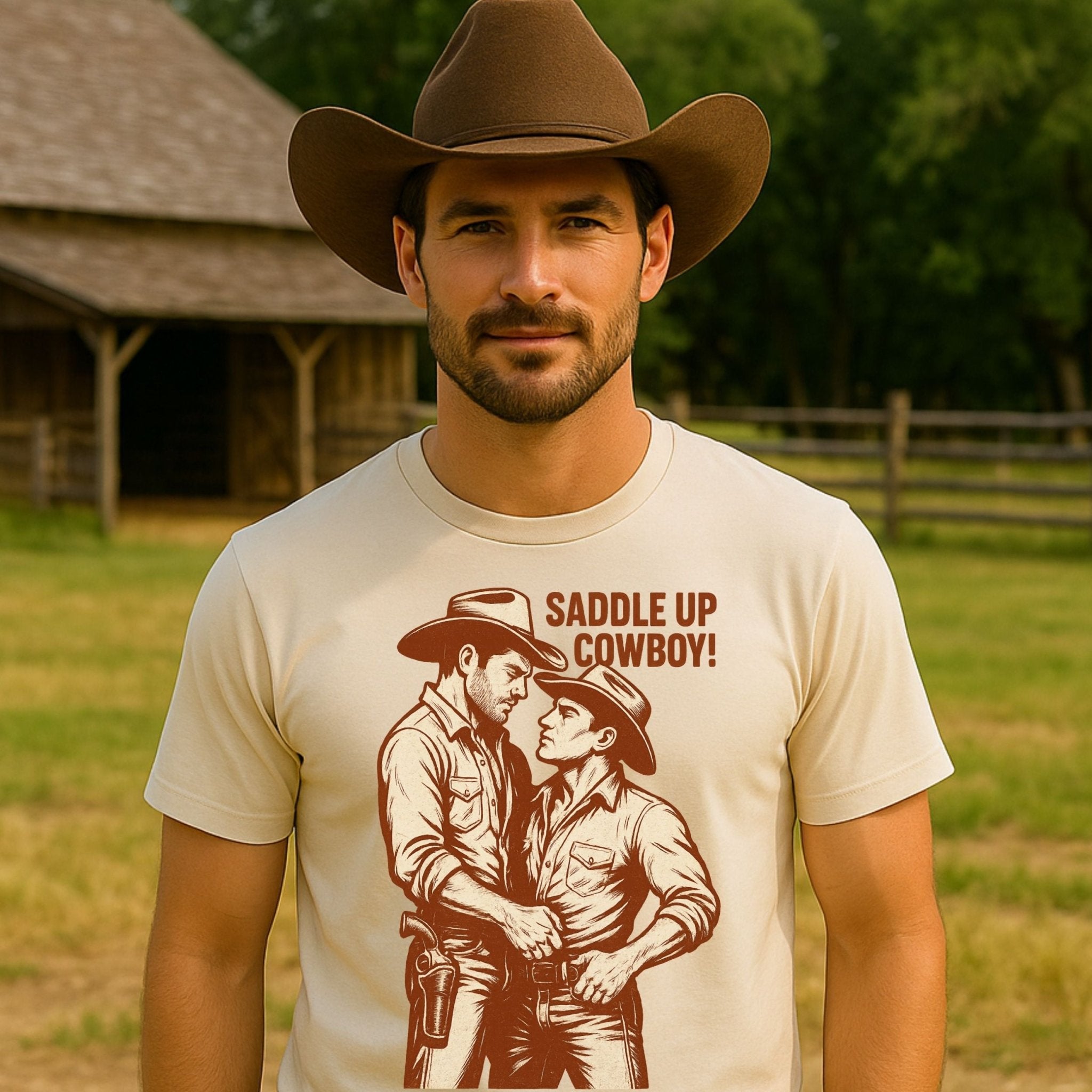 Sexy Gay Cowboy Shirt, Saddle Up Cowboy Tee, Mlm Pride T-Shirt, Vintage Western Top for Him, Gay Rodeo Gift - Craig Michael Design