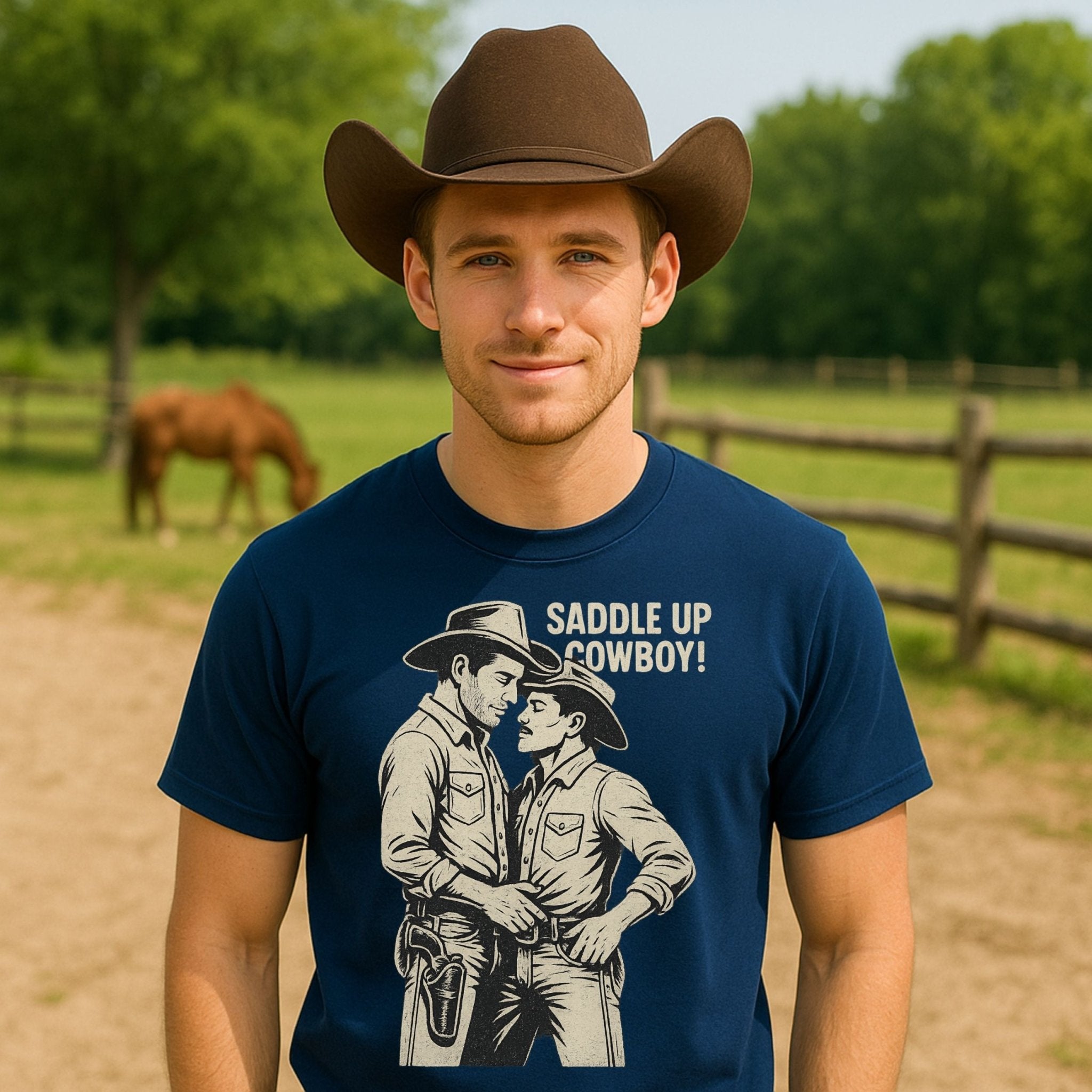 Sexy Gay Cowboy Shirt, Saddle Up Cowboy Tee, Vintage Mlm Pride Top, Funny Western T-Shirt for Him, Gay Rodeo Gift 2025 - Craig Michael Design