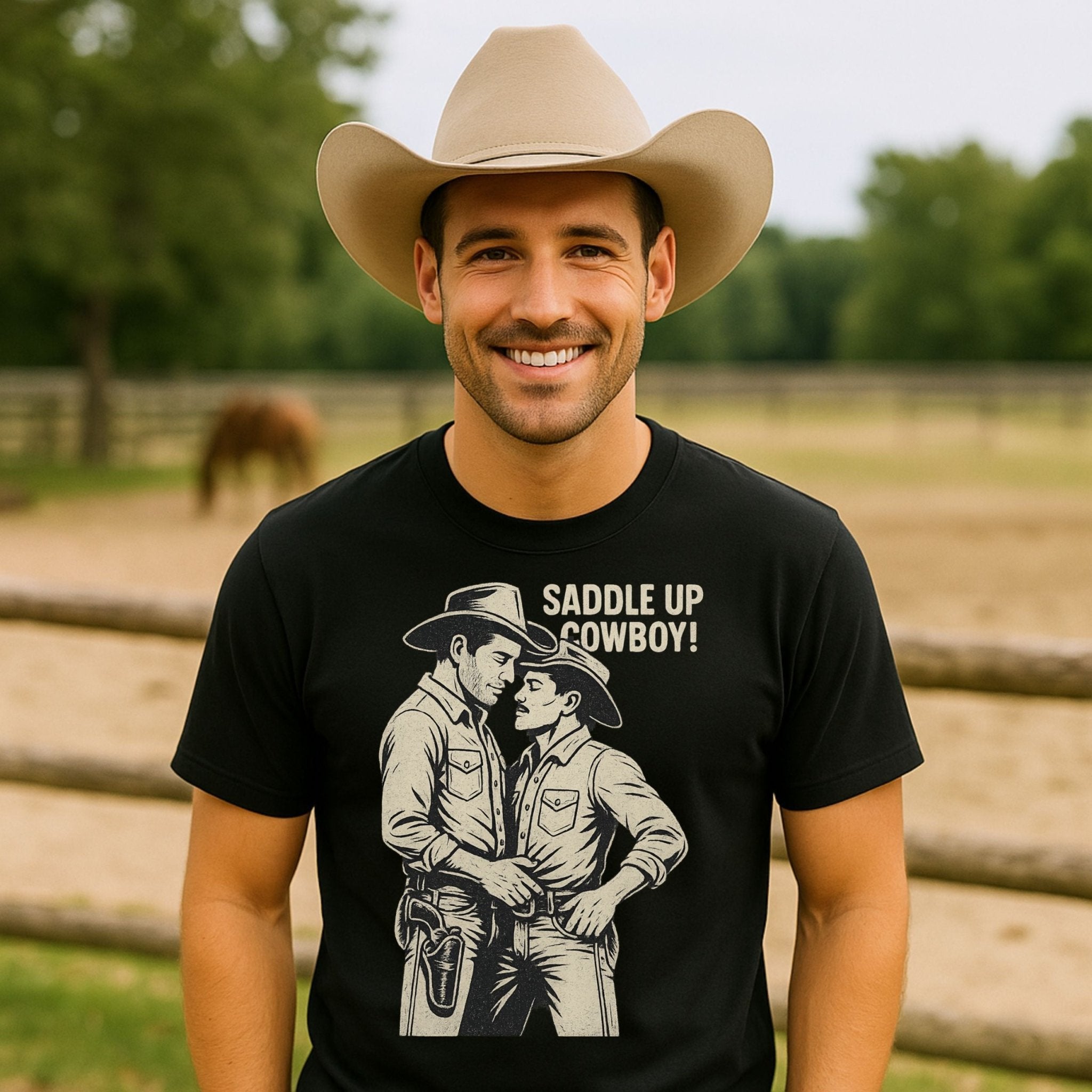 Sexy Gay Cowboy Shirt, Saddle Up Cowboy Tee, Vintage Mlm Pride Top, Funny Western T-Shirt for Him, Gay Rodeo Gift 2025 - Craig Michael Design