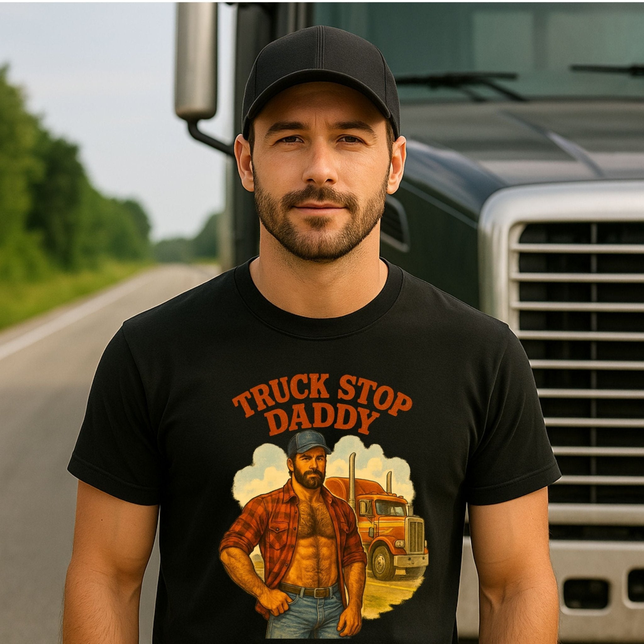 Sexy Gay Trucker Shirt — Muscle Fetish Tee for Him, Roadside Daddy Top, Truck Stop Daddy - Craig Michael Design