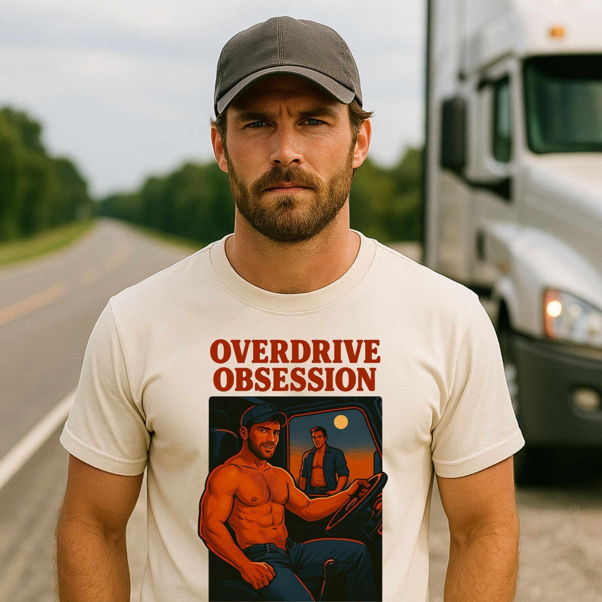Sexy Trucker Tee — Muscular Gay Fetish Shirt, Semi - Truck Driver Top, Overdrive Obsession - Craig Michael Design
