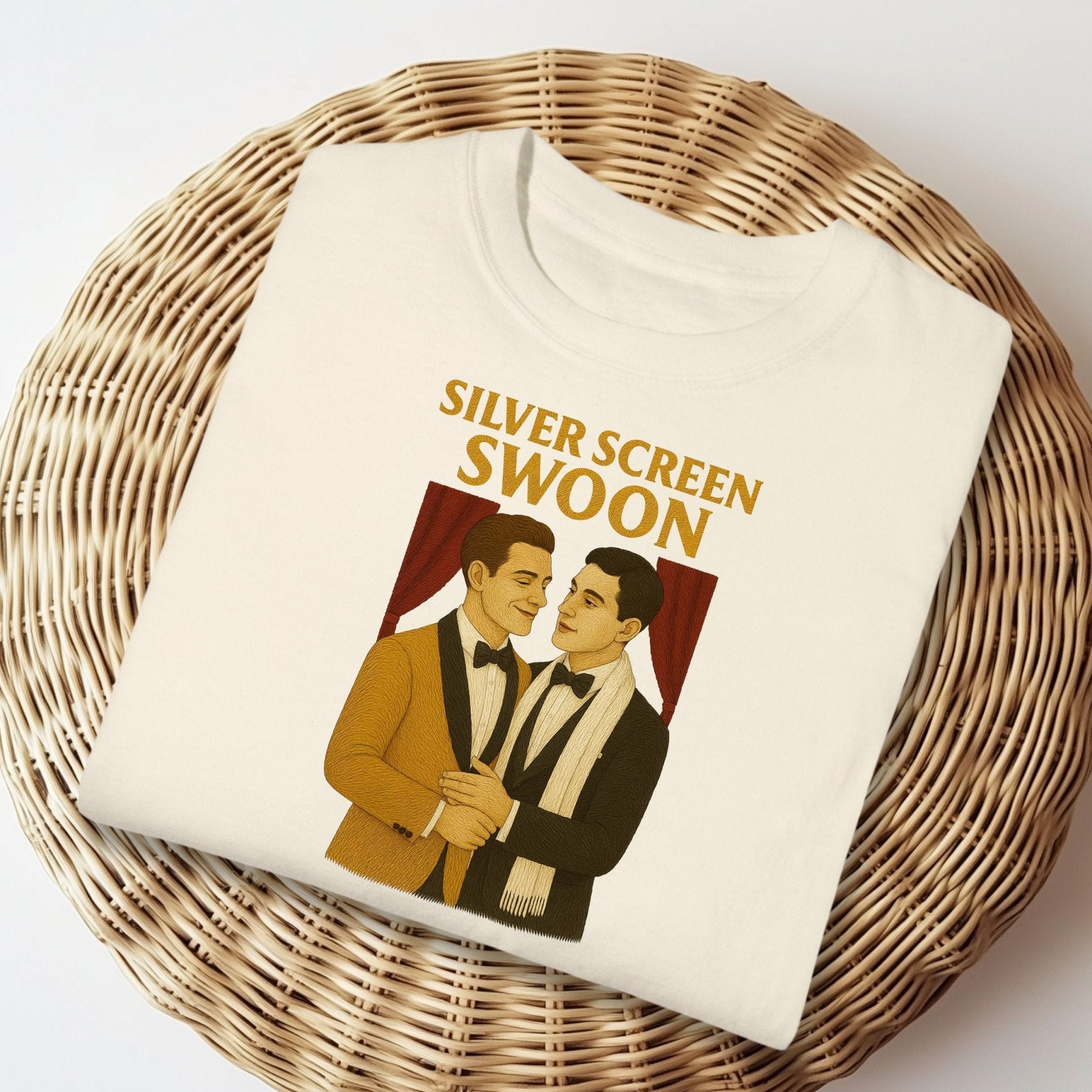 Silver Screen Swoon Shirt – 1930s Gay Hollywood T-Shirt, Embroidered Style Vintage Pride Tee - Craig Michael Design