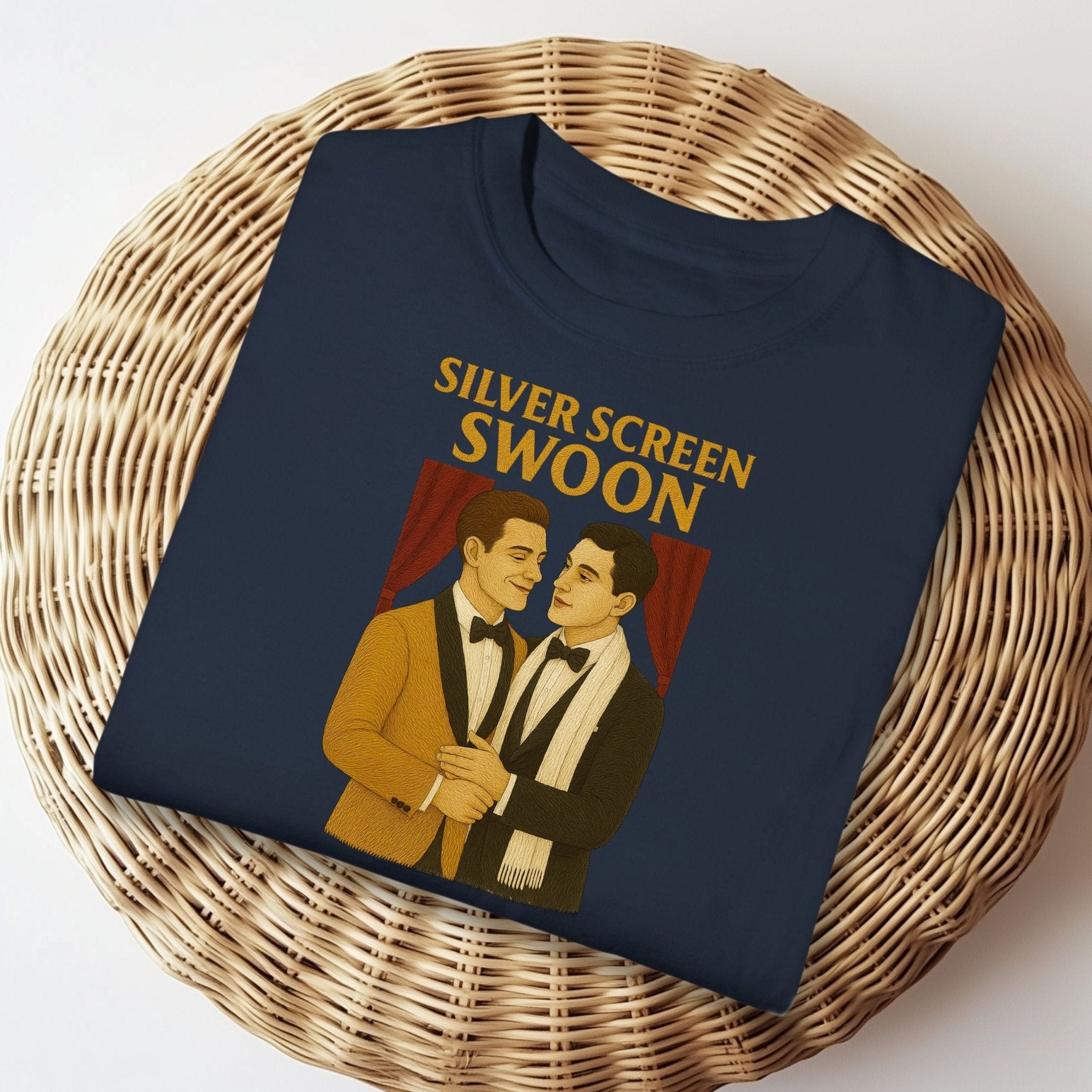 Silver Screen Swoon Shirt – 1930s Gay Hollywood T-Shirt, Embroidered Style Vintage Pride Tee - Craig Michael Design