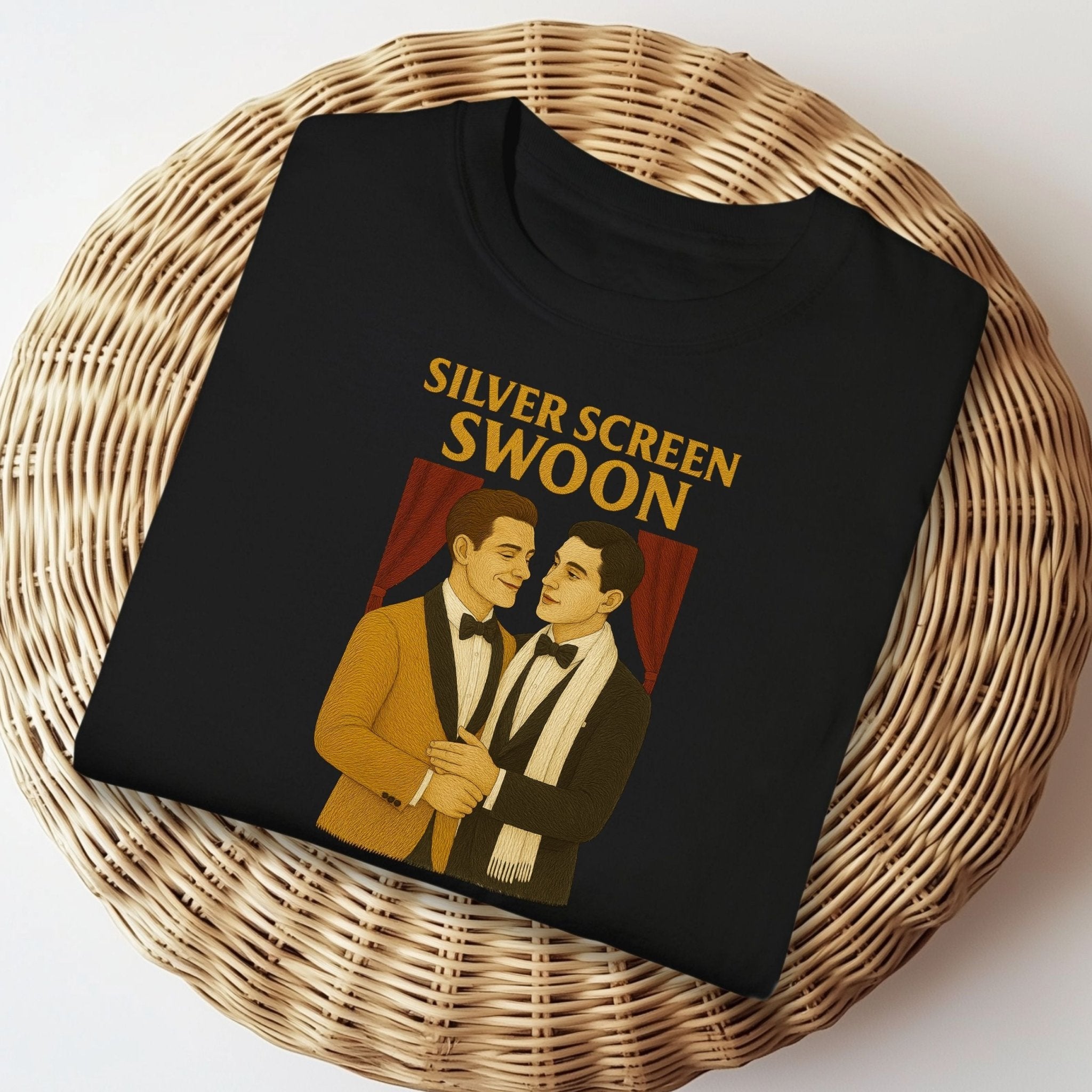 Silver Screen Swoon Shirt – 1930s Gay Hollywood T-Shirt, Embroidered Style Vintage Pride Tee - Craig Michael Design